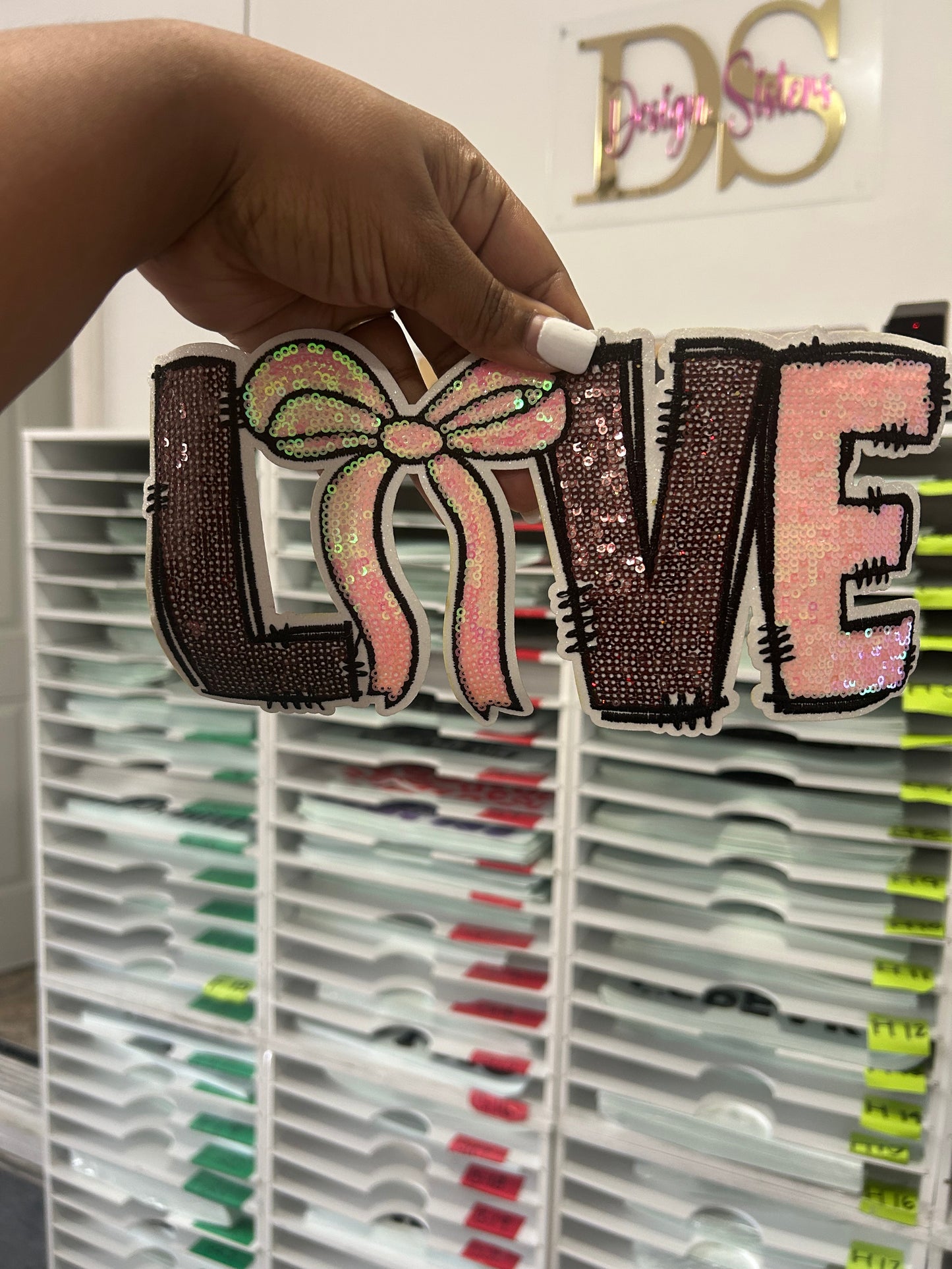 9 INCH LOVE WITH BOW Chenille Patches