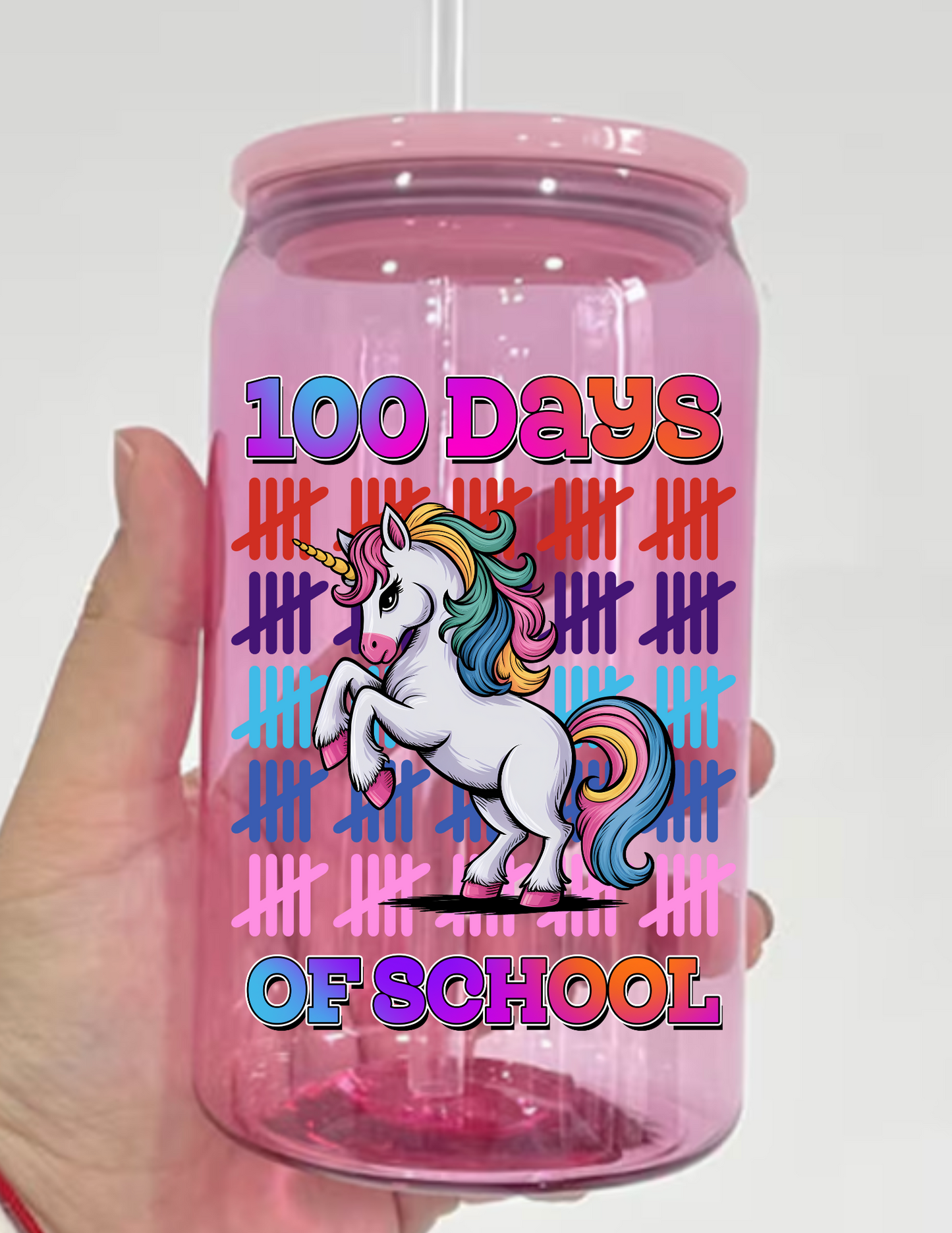 Unicorn 100 Days of School UV Decals