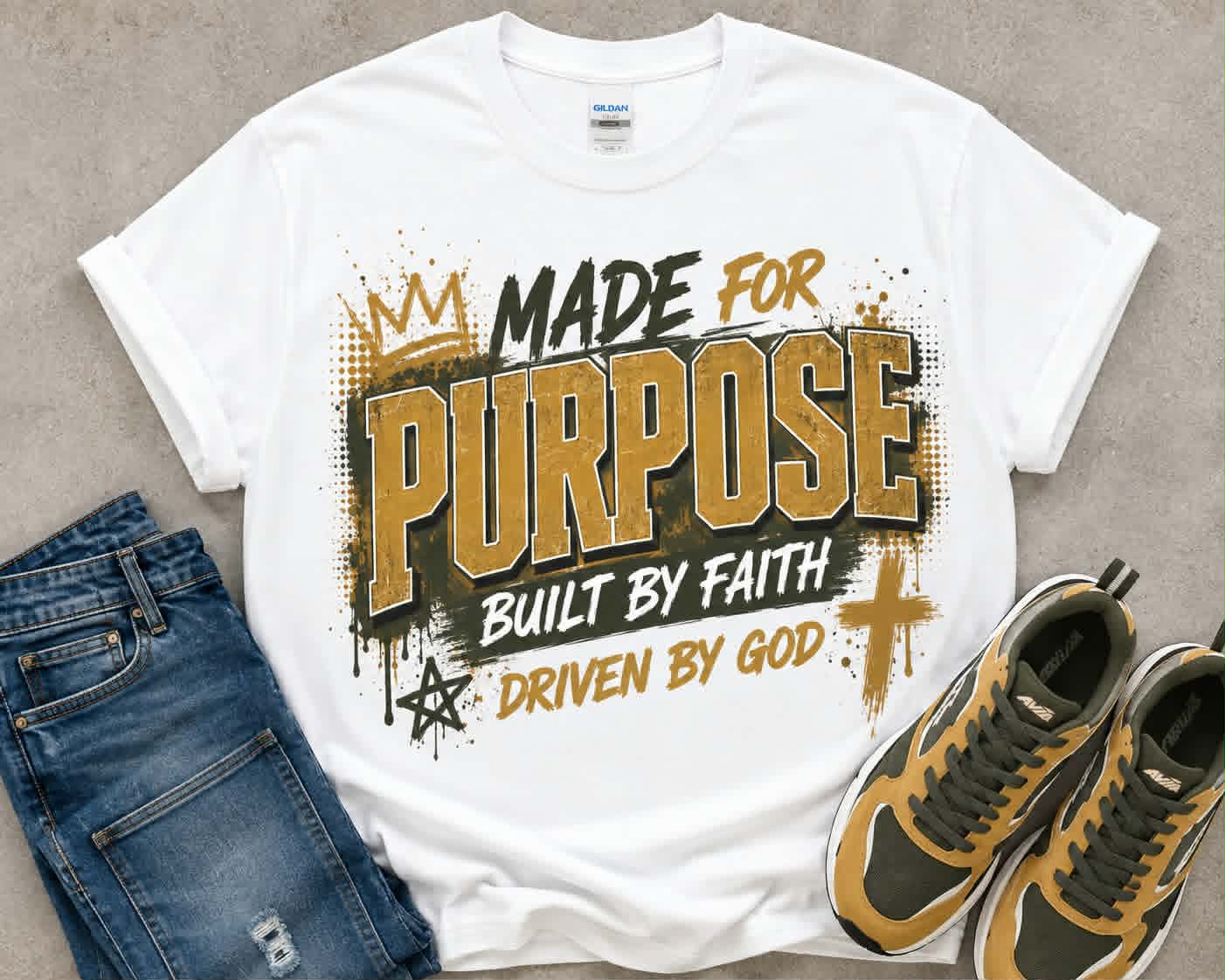 Made for Purpose Built by Faith Driven by God Tee Shirt