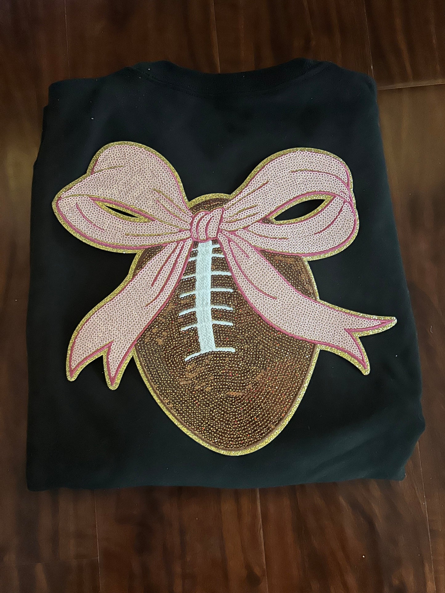Football with Bow Chenille Patches