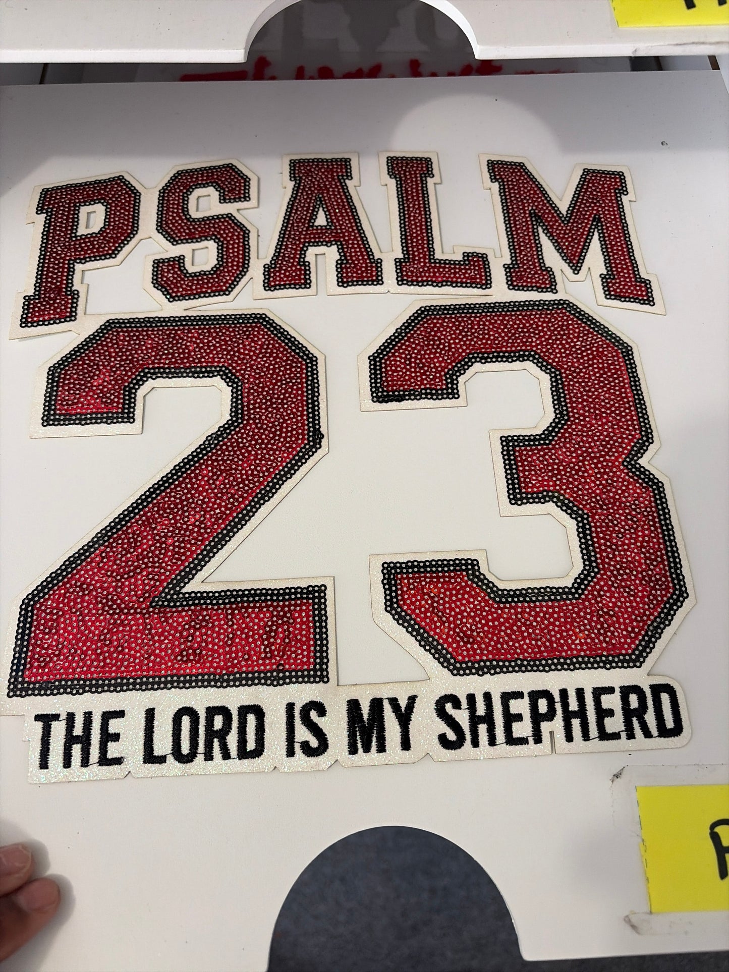 Red Sequence Psalm 23 Patches for Jackets | Embroidered & Varsity Style