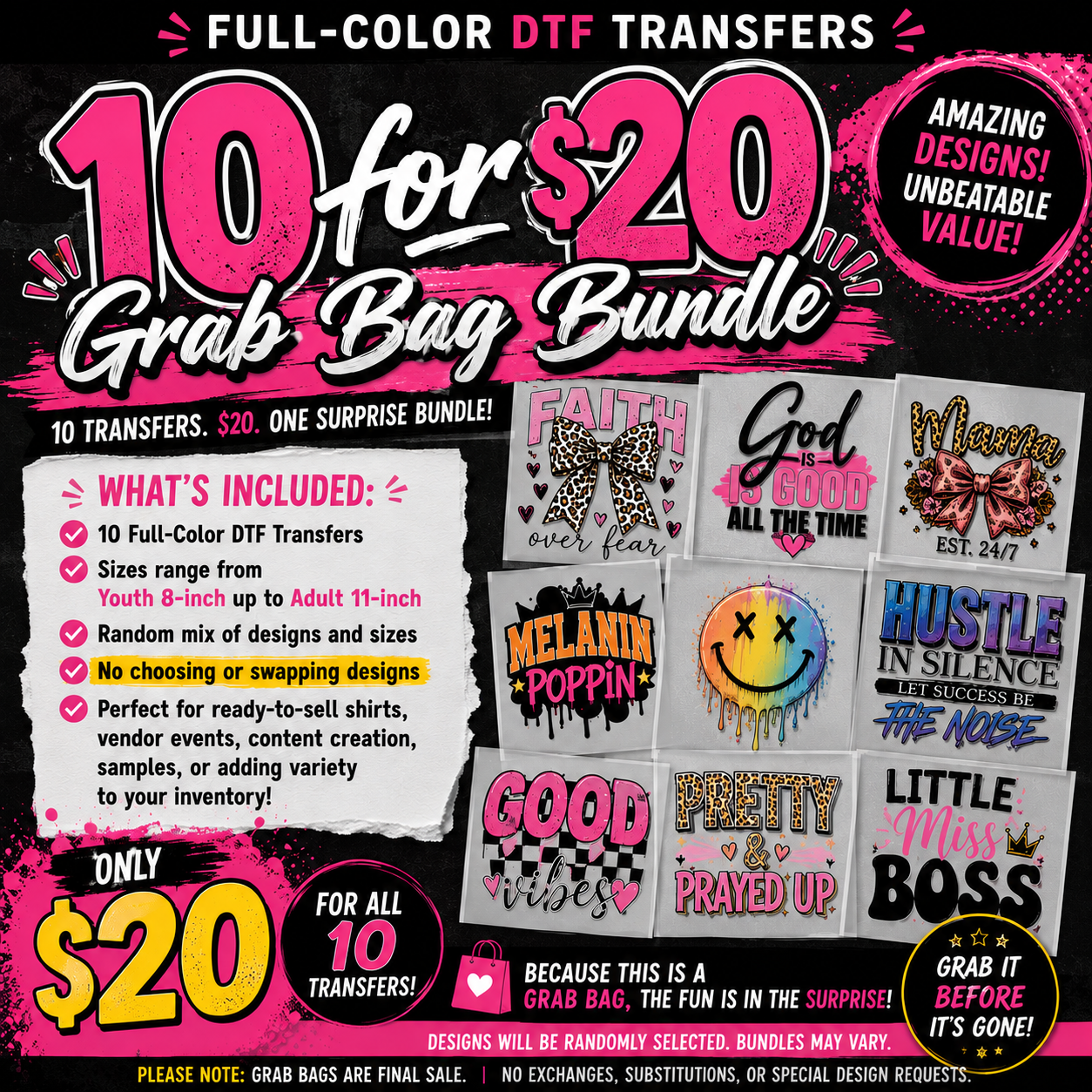 ๐ 10 for $20 DTF Grab Bag Bundle