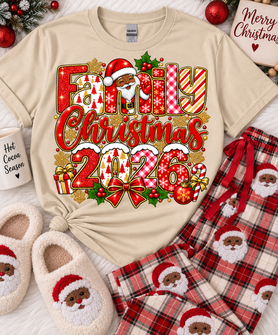 2026 Family Christmas Red color Scheme DTF Transfer