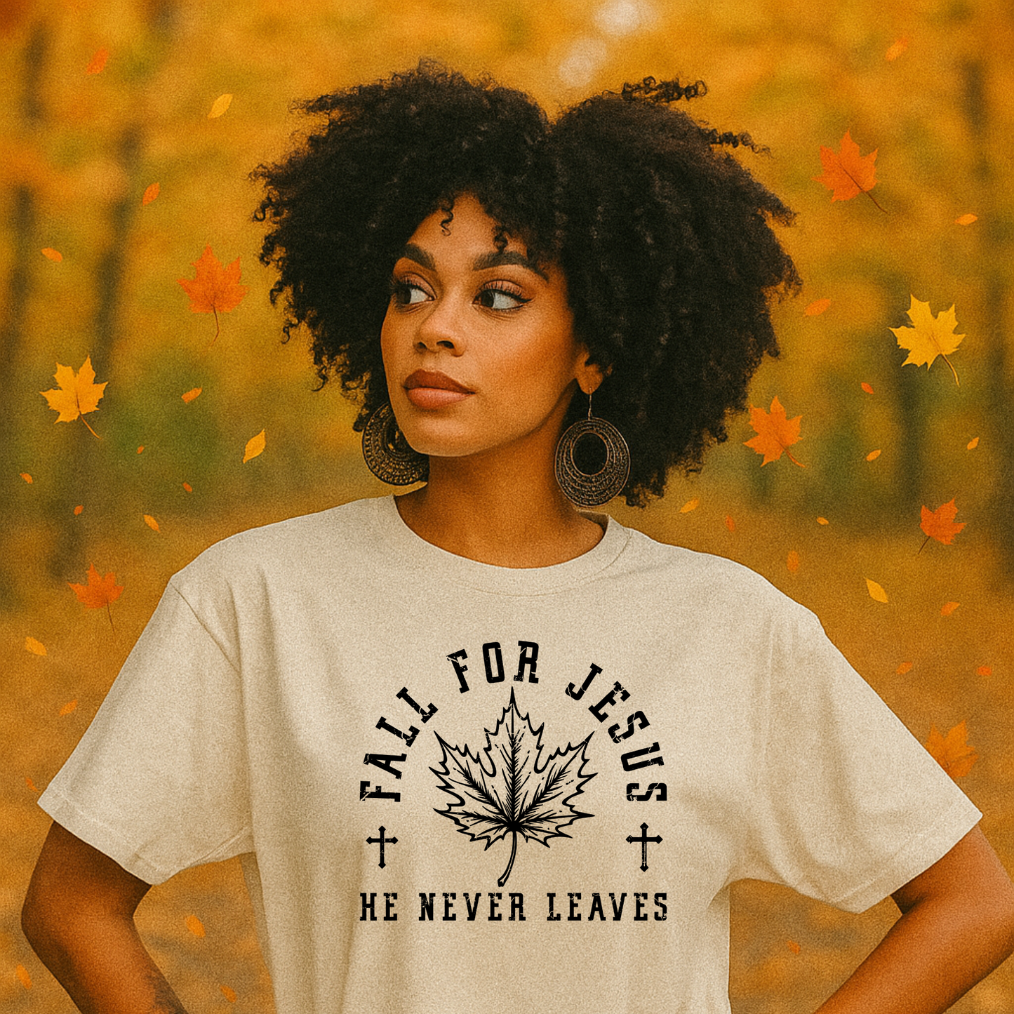 Fall for Jesus he Never Leaves Screen Print