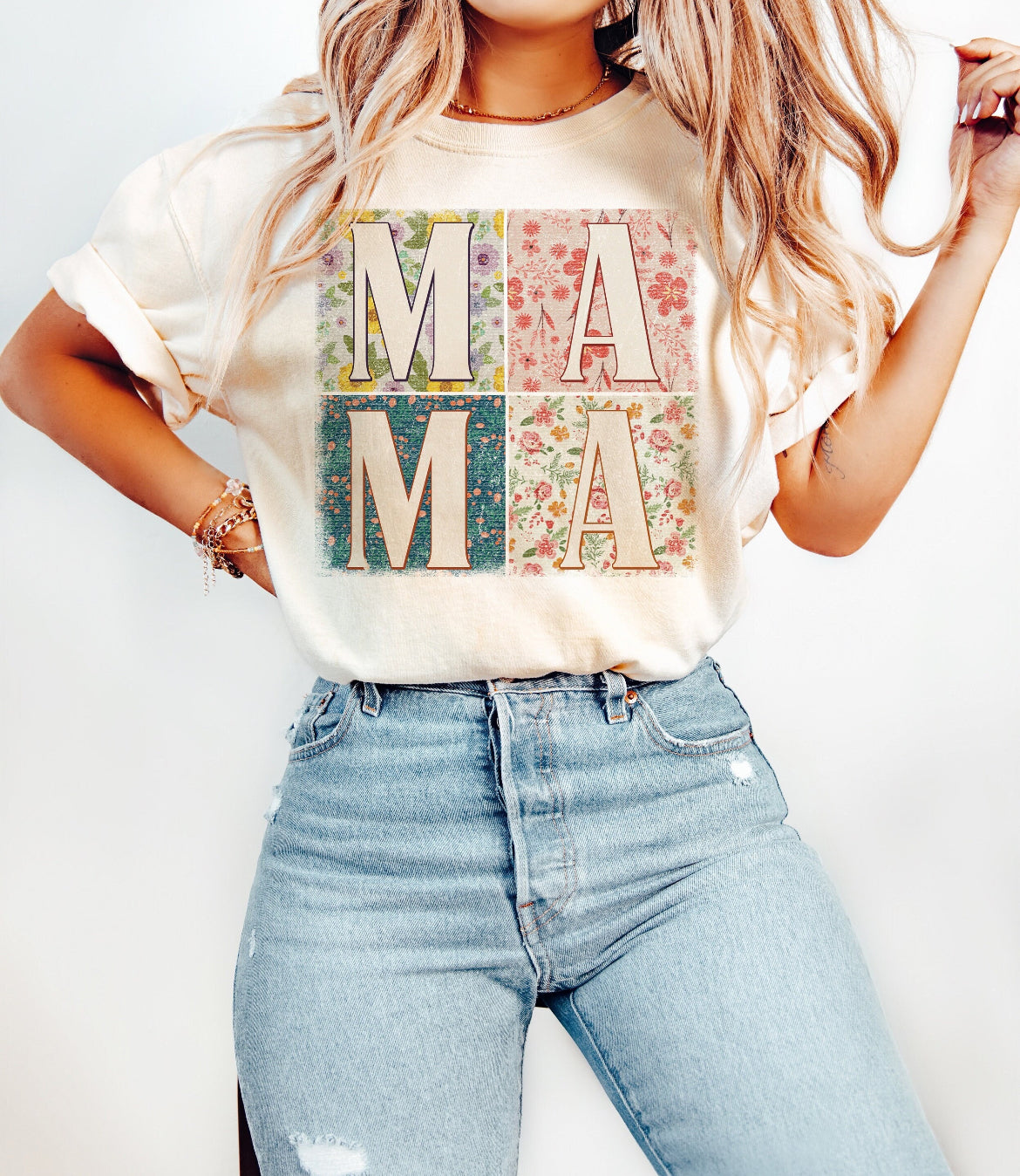 Retro Boho Mama Shirt (Sand Color)