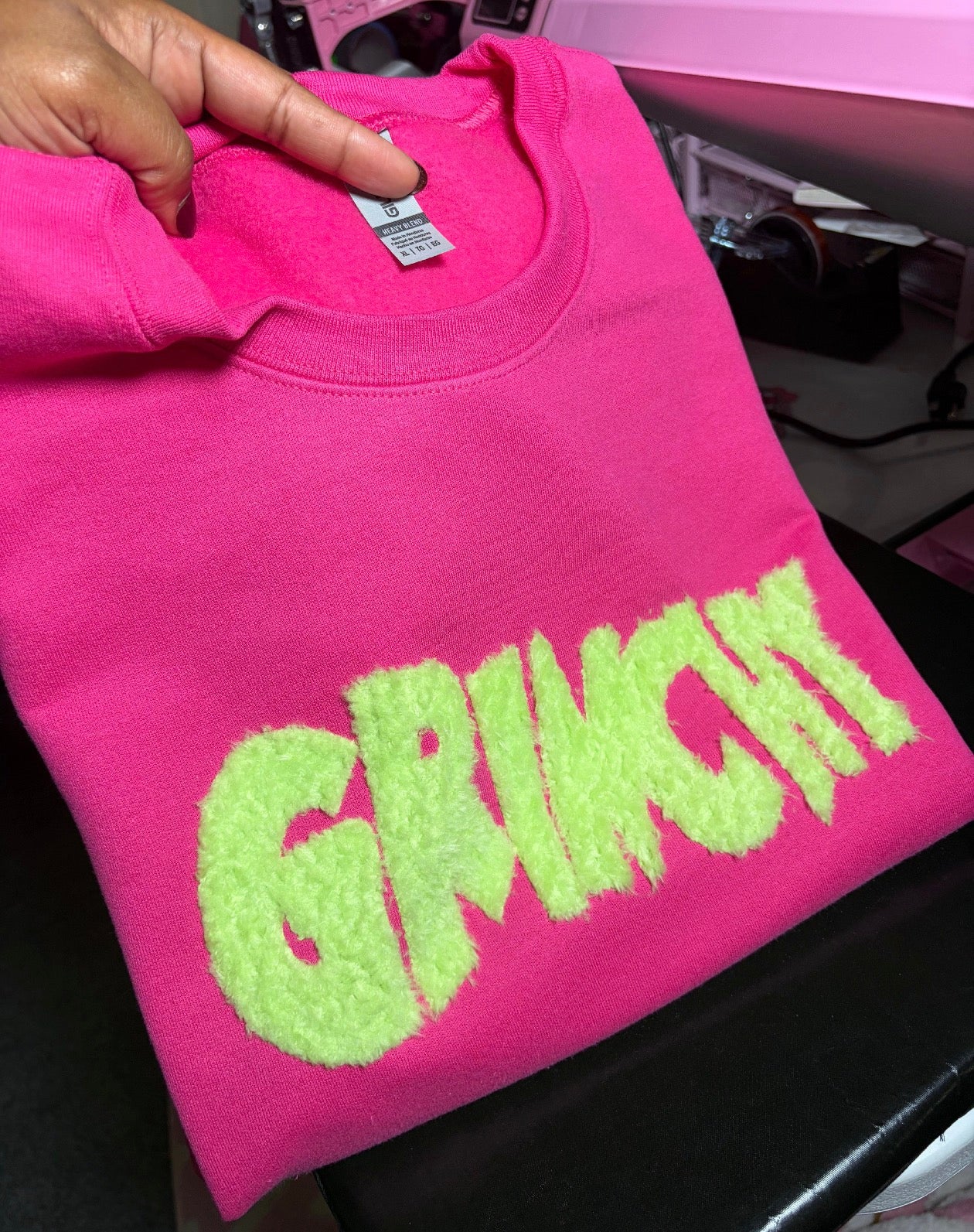 Grinchy Chenille Patch | Fuzzy Patch for Jackets, Bags & Hats