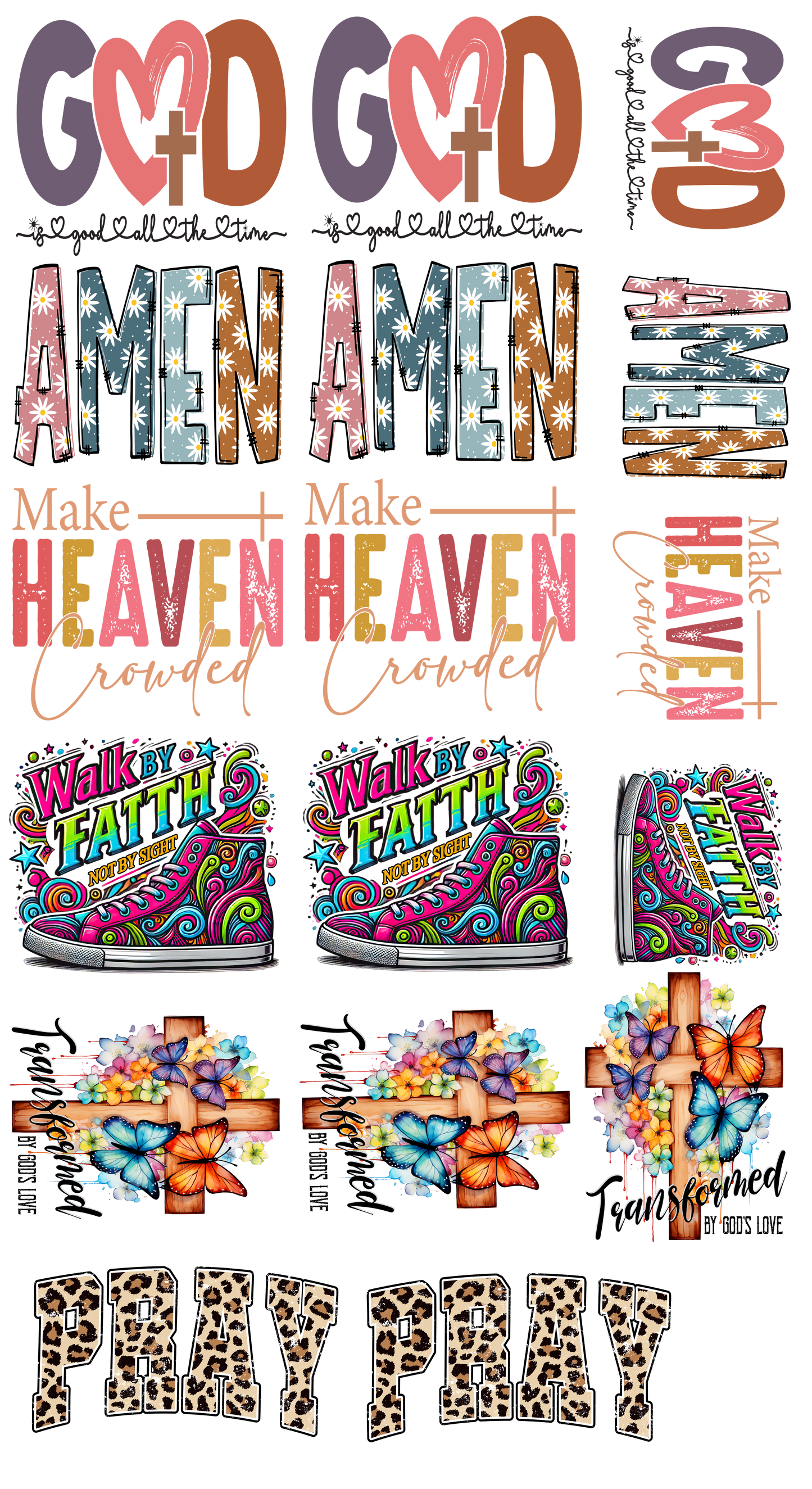 christian Hat Designs 12 by 22 (12 hats, 5 Pockets) Gang Sheet Transfers