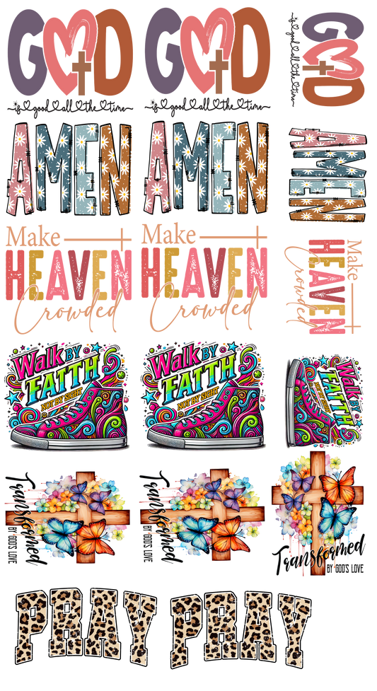christian Hat Designs 12 by 22 (12 hats, 5 Pockets) Gang Sheet Transfers
