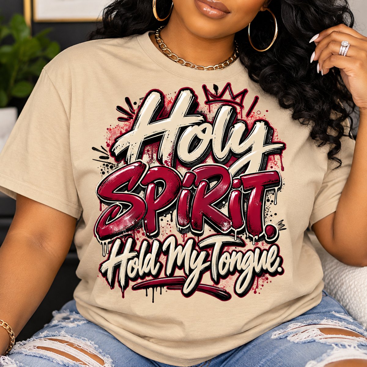 Holy Spirit Hold My Tongue Tee Shirt