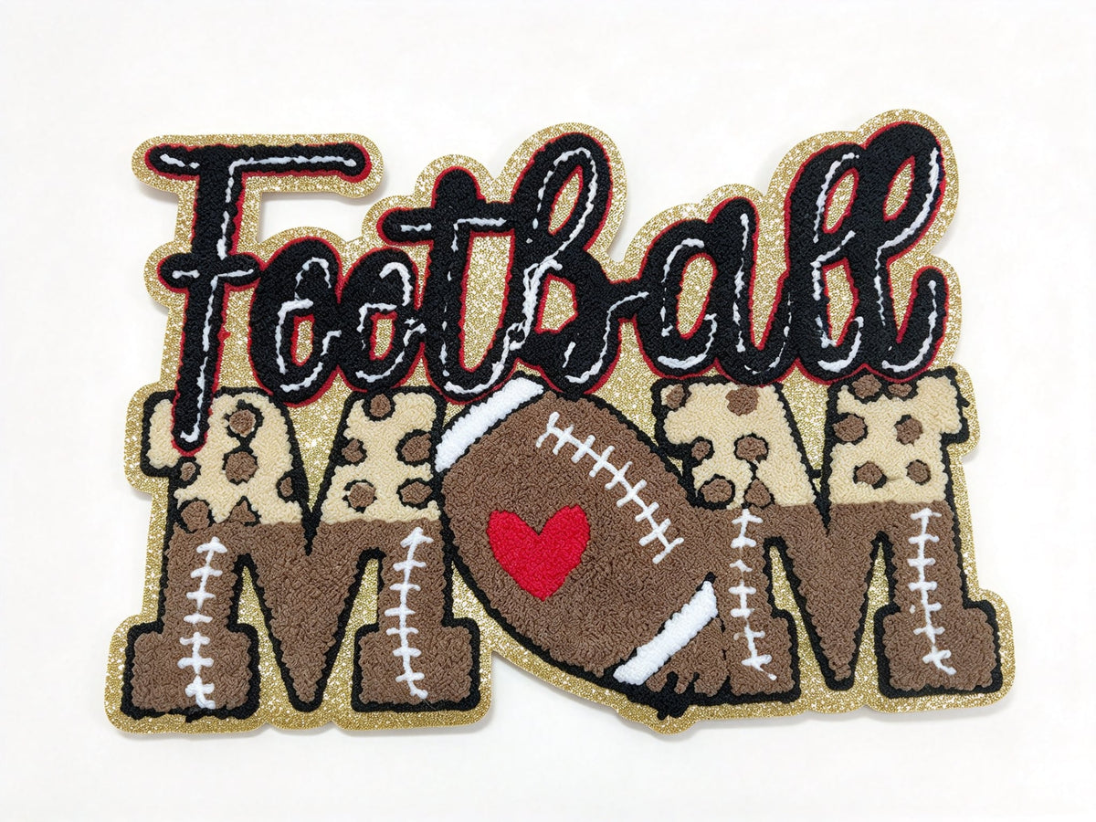 Football Mom Chenille Patches for Jackets | Embroidered & Varsity Style