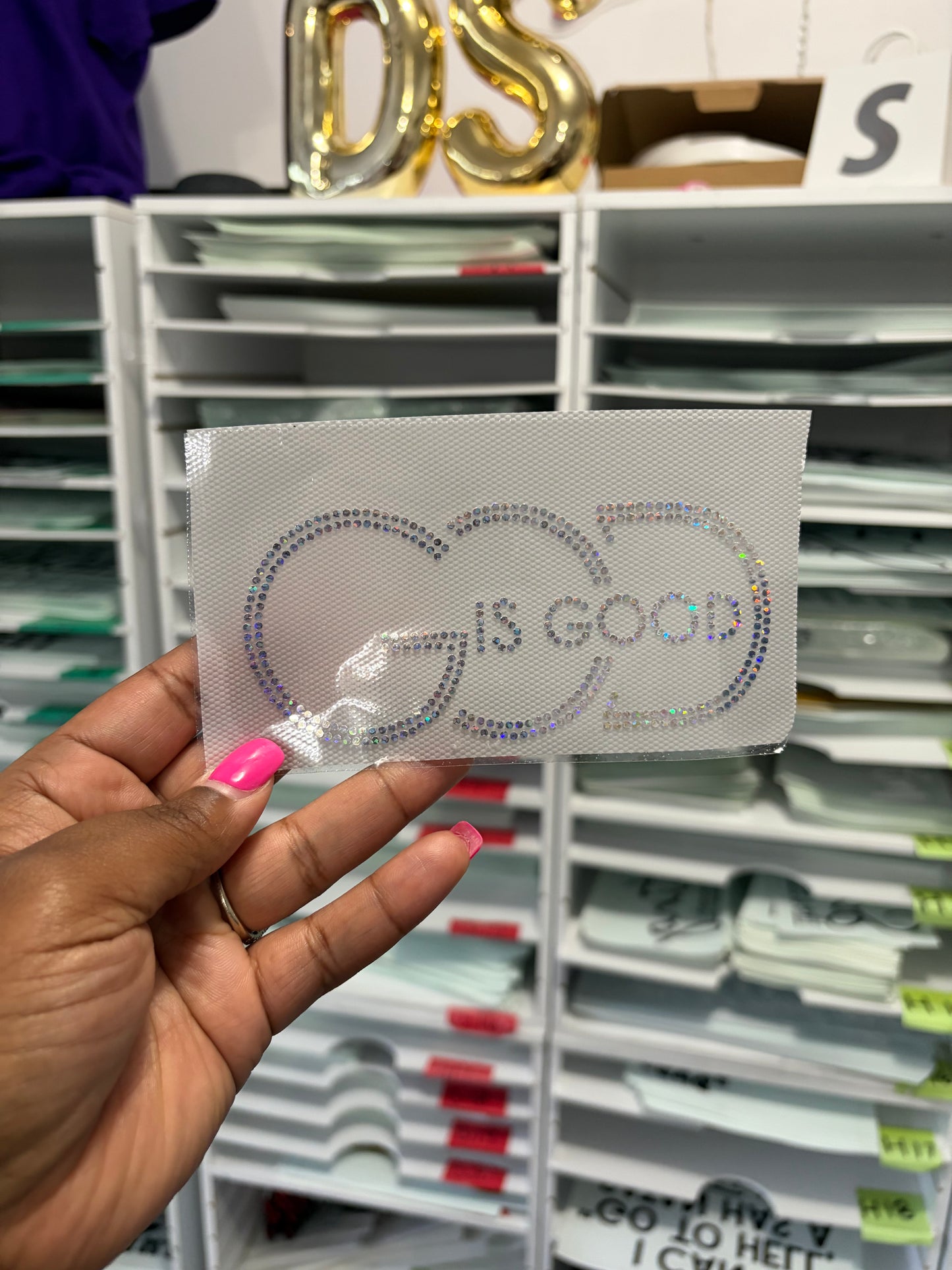Pocket God is Good Spangle Hat Transfer, Heat Transfer