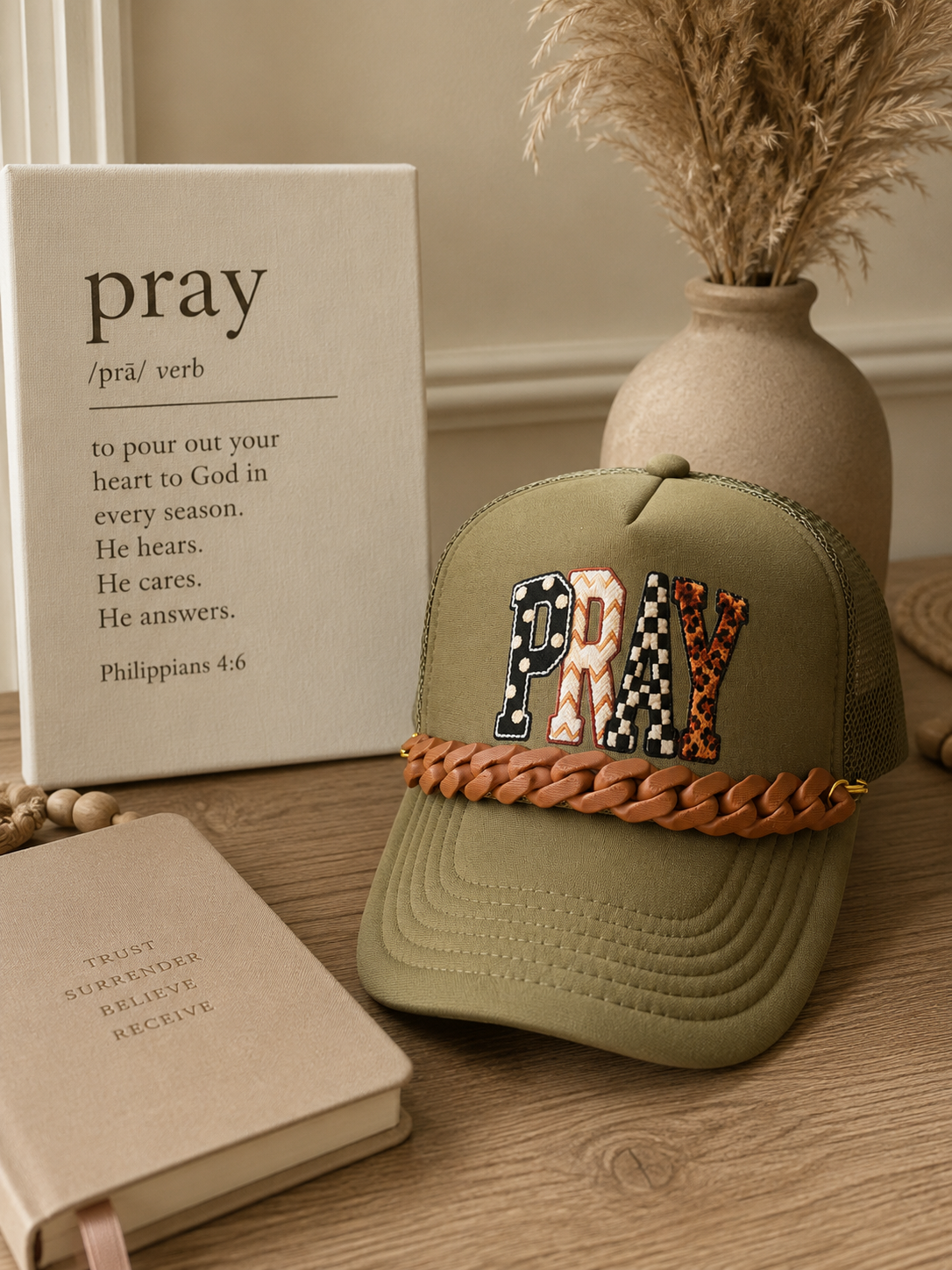 Pray Trucker Hat with Chain