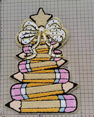 Stack Pencil  Tree Chenille Patches