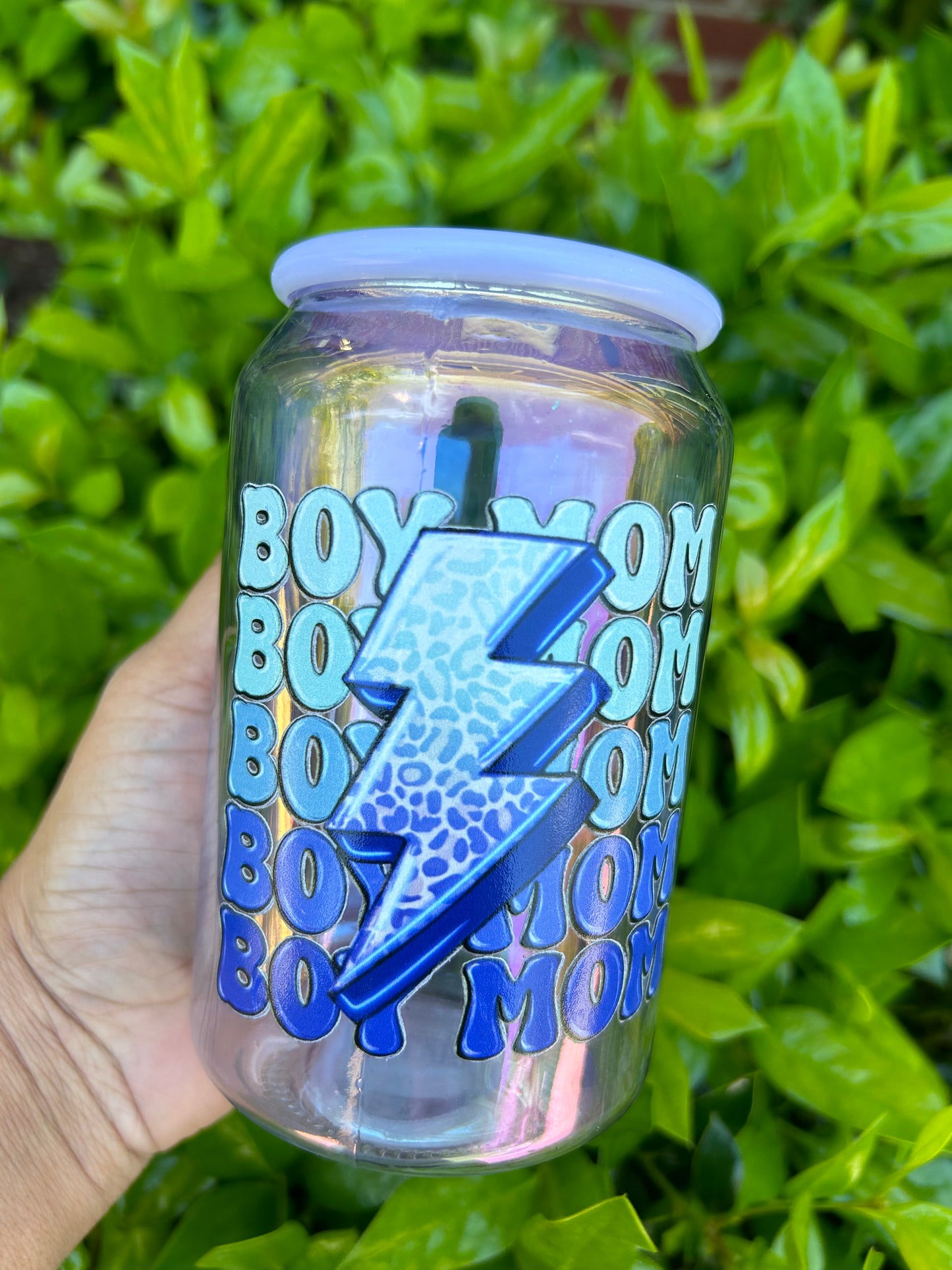 16oz Bow Mama Glass with straw