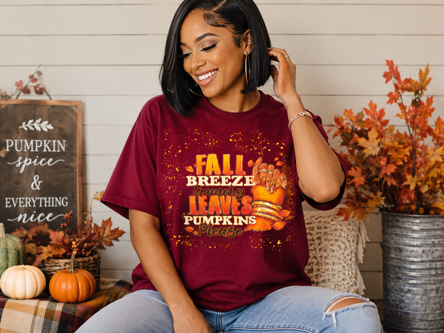 Fall Leaves Tee shirt with confetti