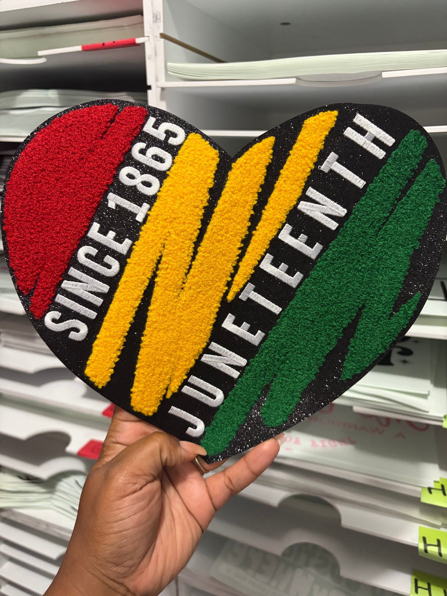 Since 1865 Heart Juneteenth Chenille Patch | black History , Juneteenth Embroidered Patch