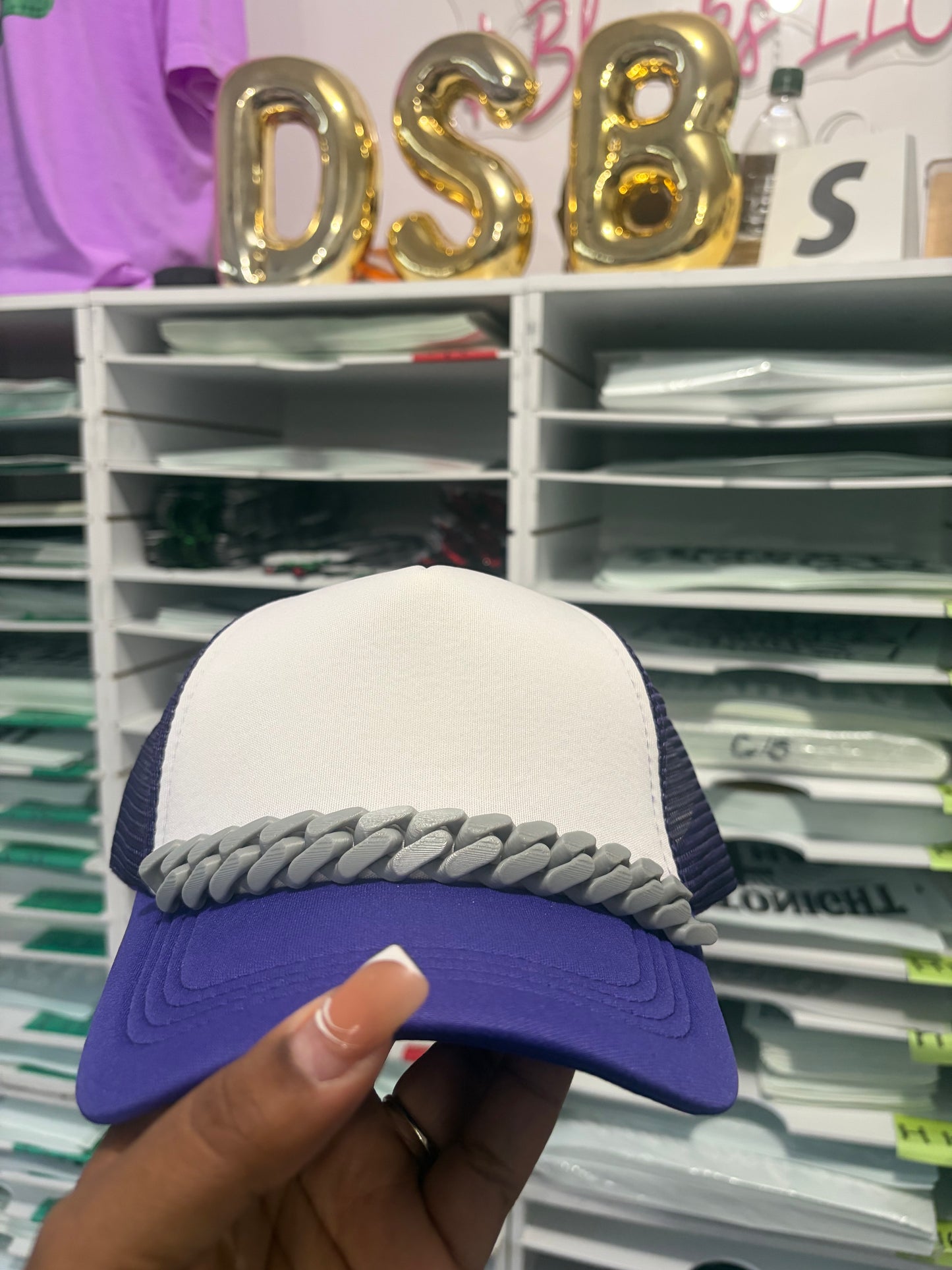 Gray Trucker Hat Chains, Junk Hat/ Junk Socks With Gold Lobster Claw
