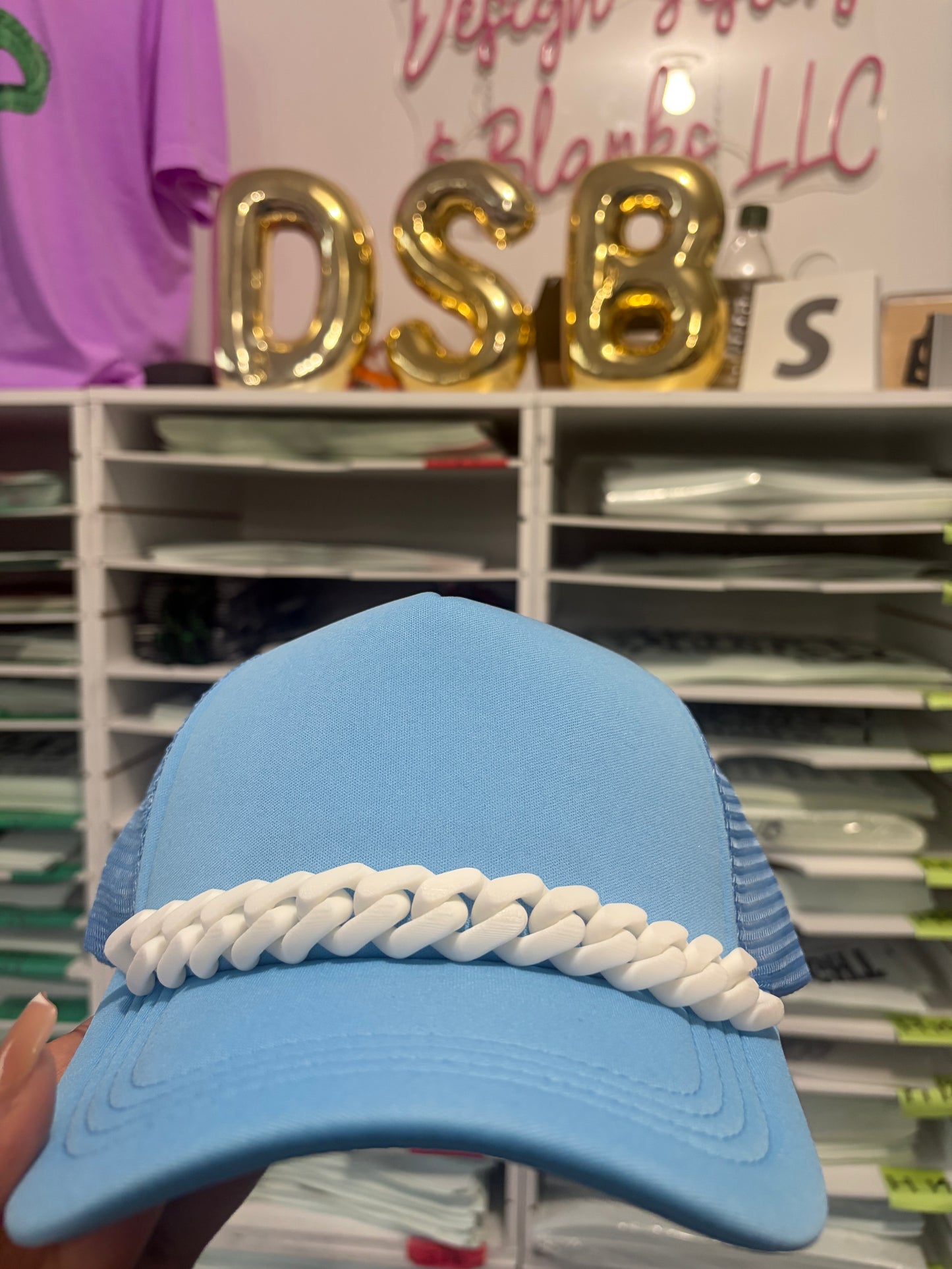 White Trucker Hat Chains, Junk Hat/ Junk Socks With Gold Lobster Claw