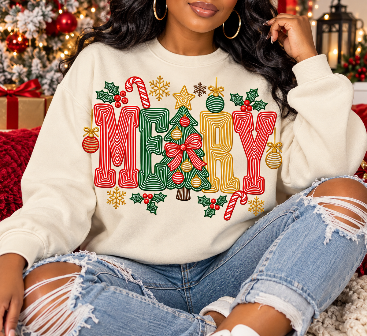 Preppy Merry Christmas. DTF Transfer