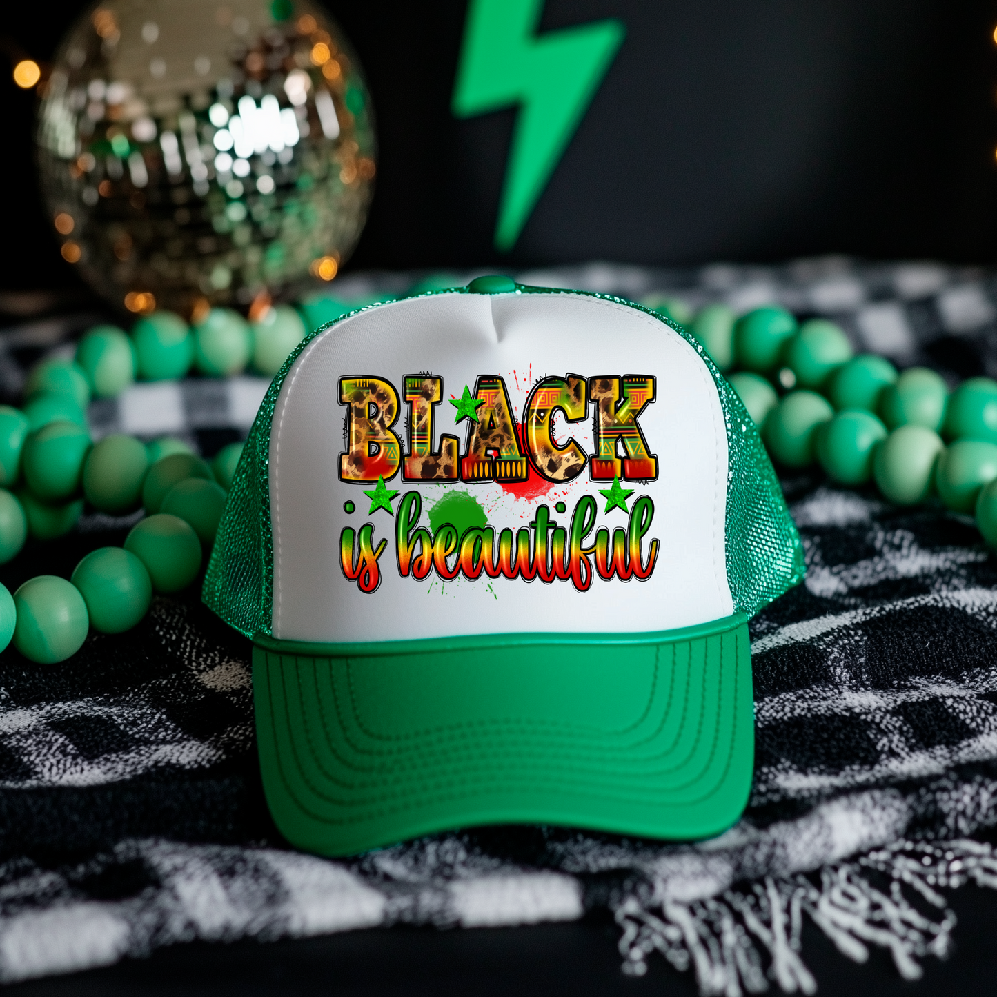 3 inch Black is Beautiful Hat Transfers