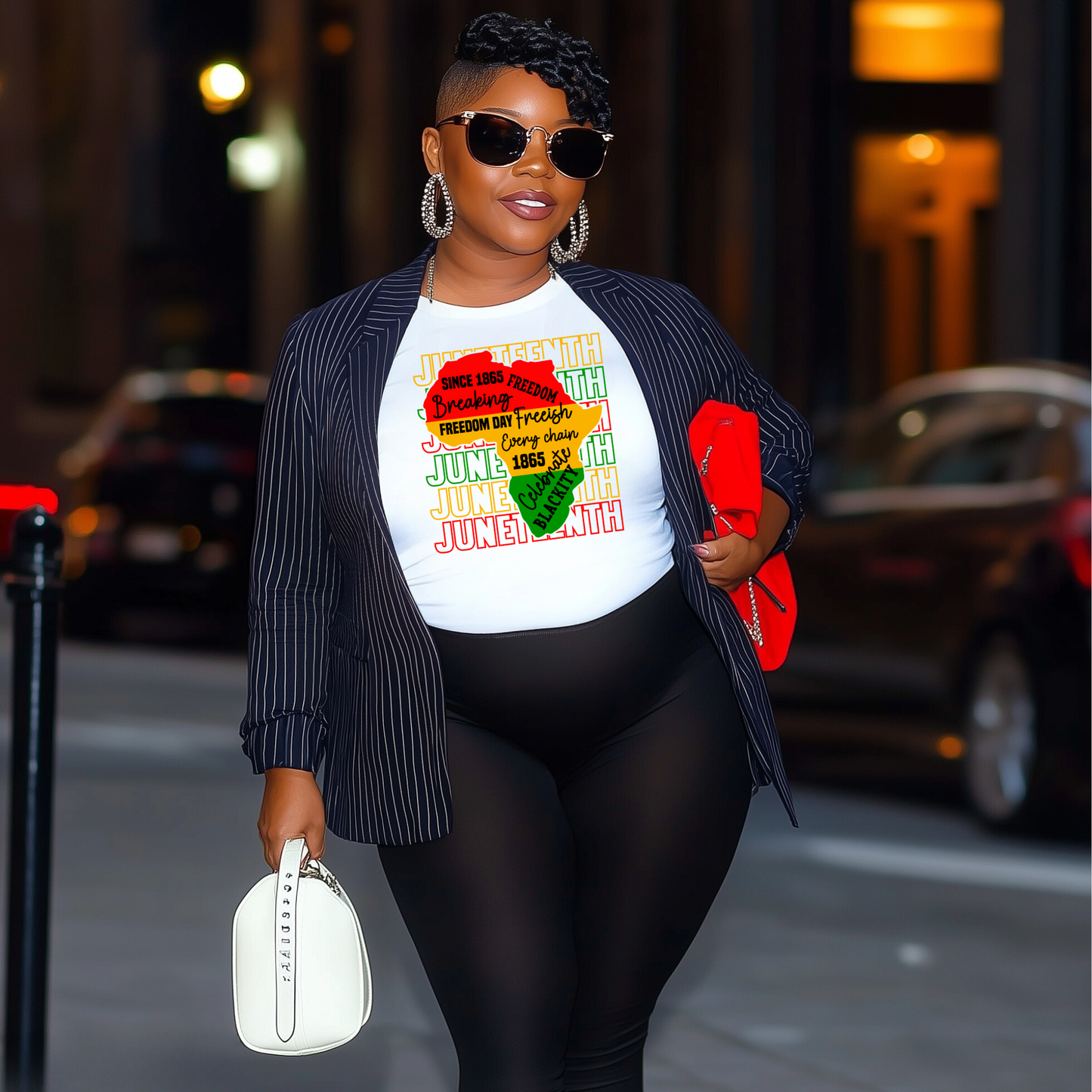 Juneteenth Stacked with Africa Symbol DTF TRANSFER