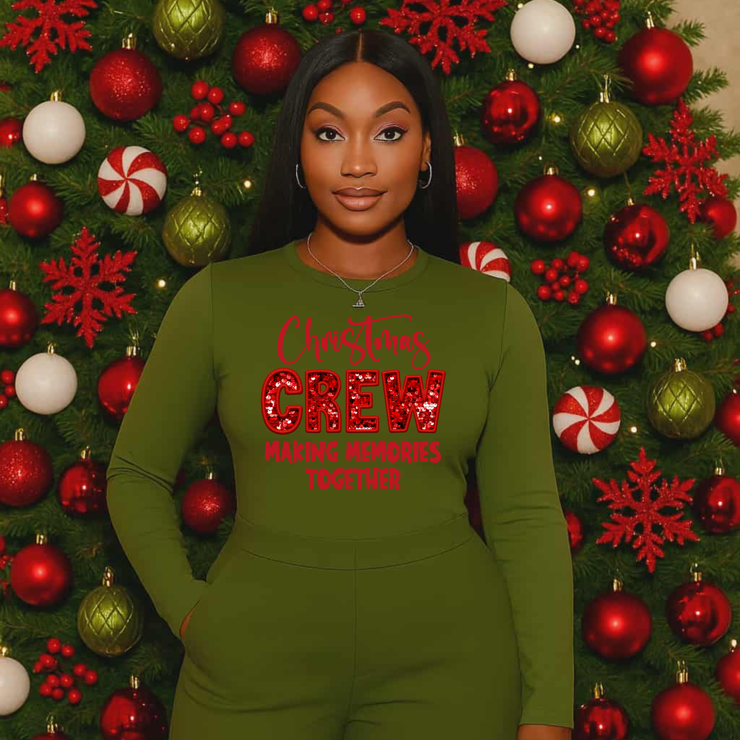 Red Sequence Christmas Crew DTF Transfers