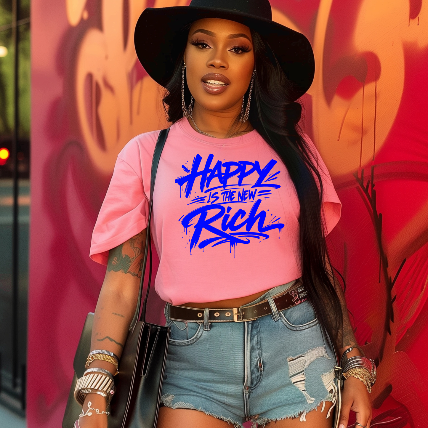 Happy is the New Rich Single Color Screen Prints | Hot Peel One Color for T-Shirt and more