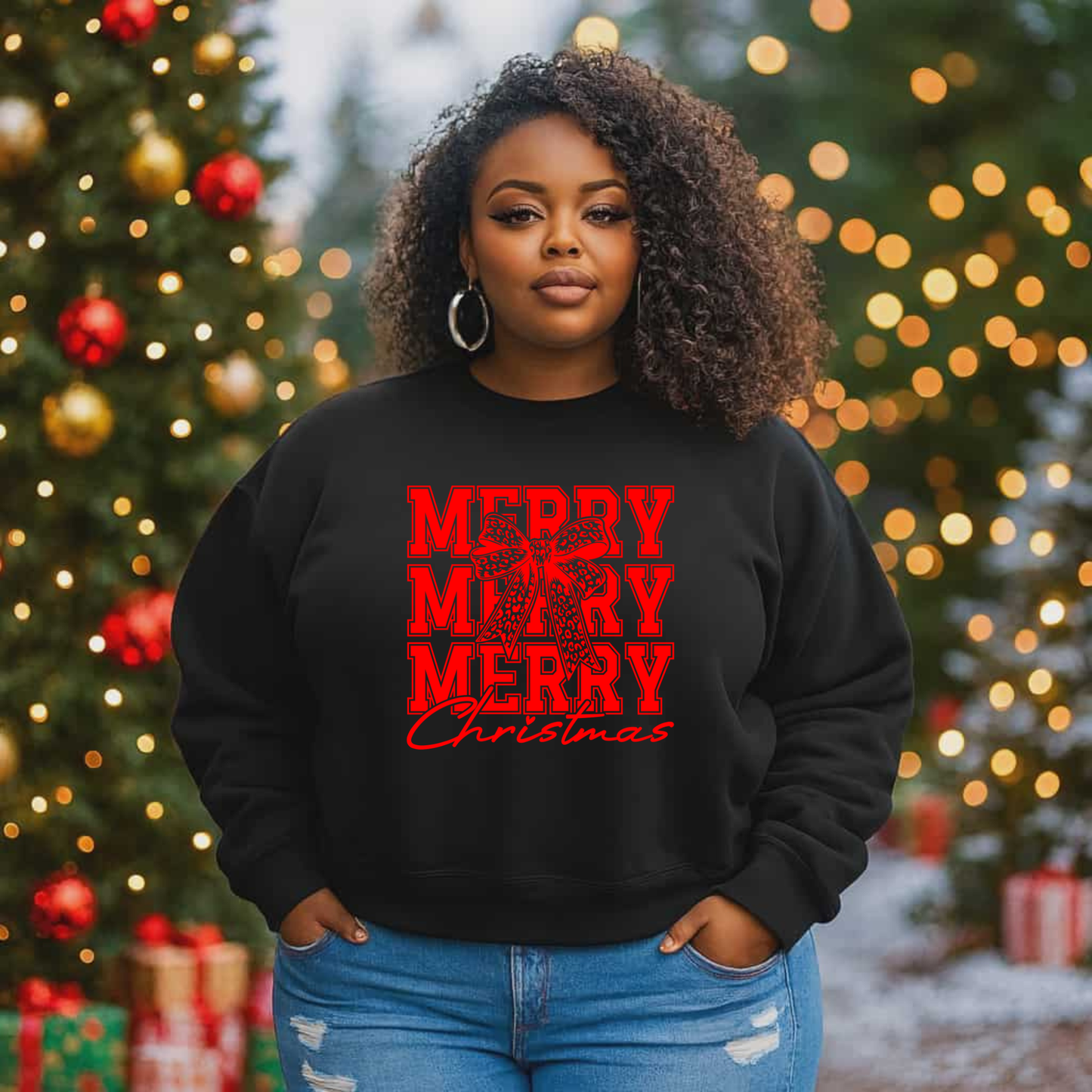 Merry Merry Merry Christmas w Bow Screen Prints