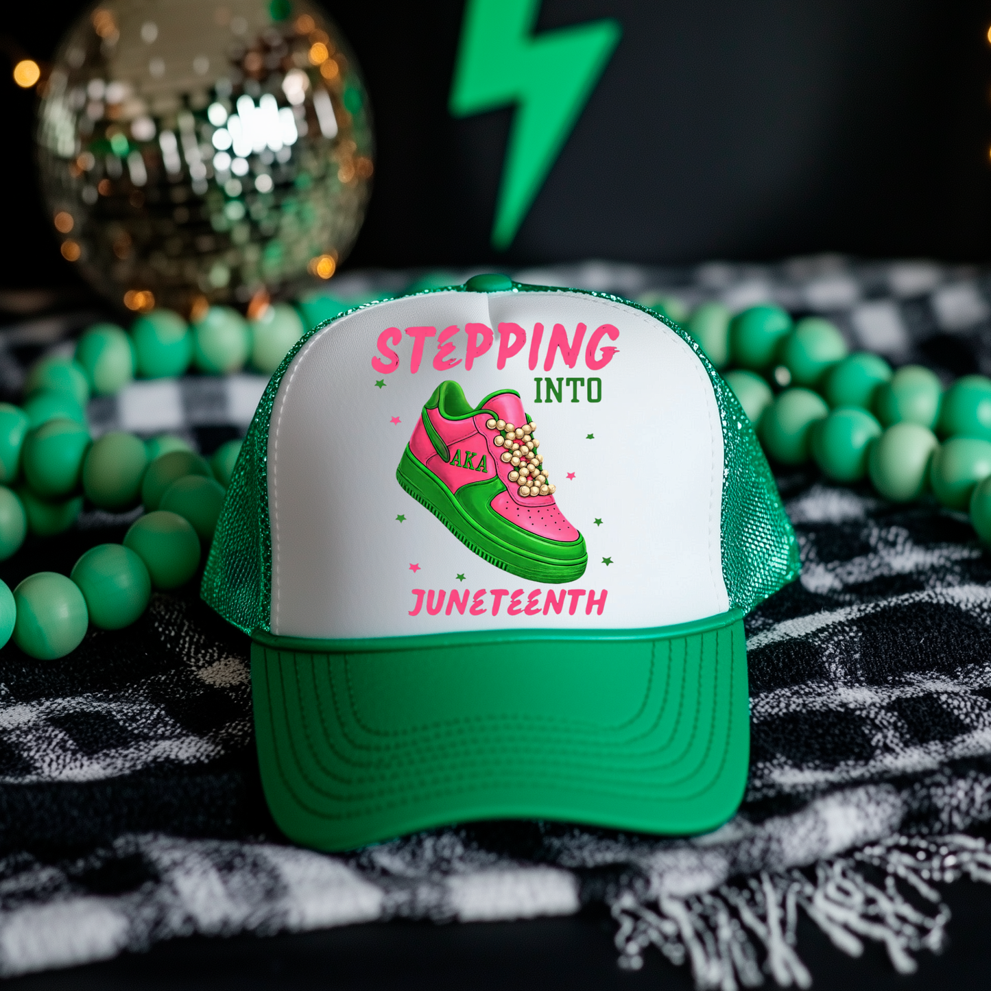 STEPPING INTO JUNETEENTH PINK DTF Hat Transfer