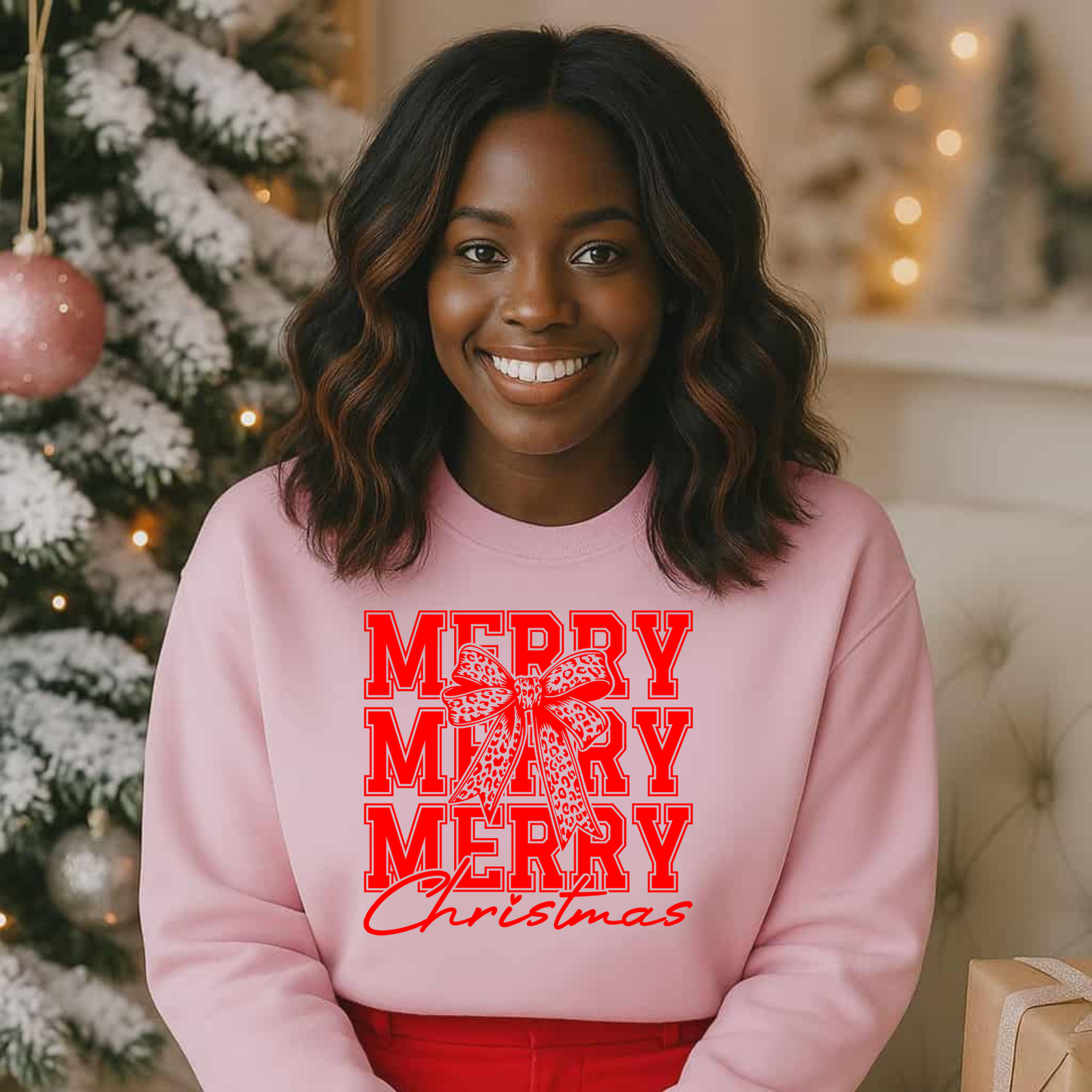 Merry Merry Merry Christmas w Bow Screen Prints
