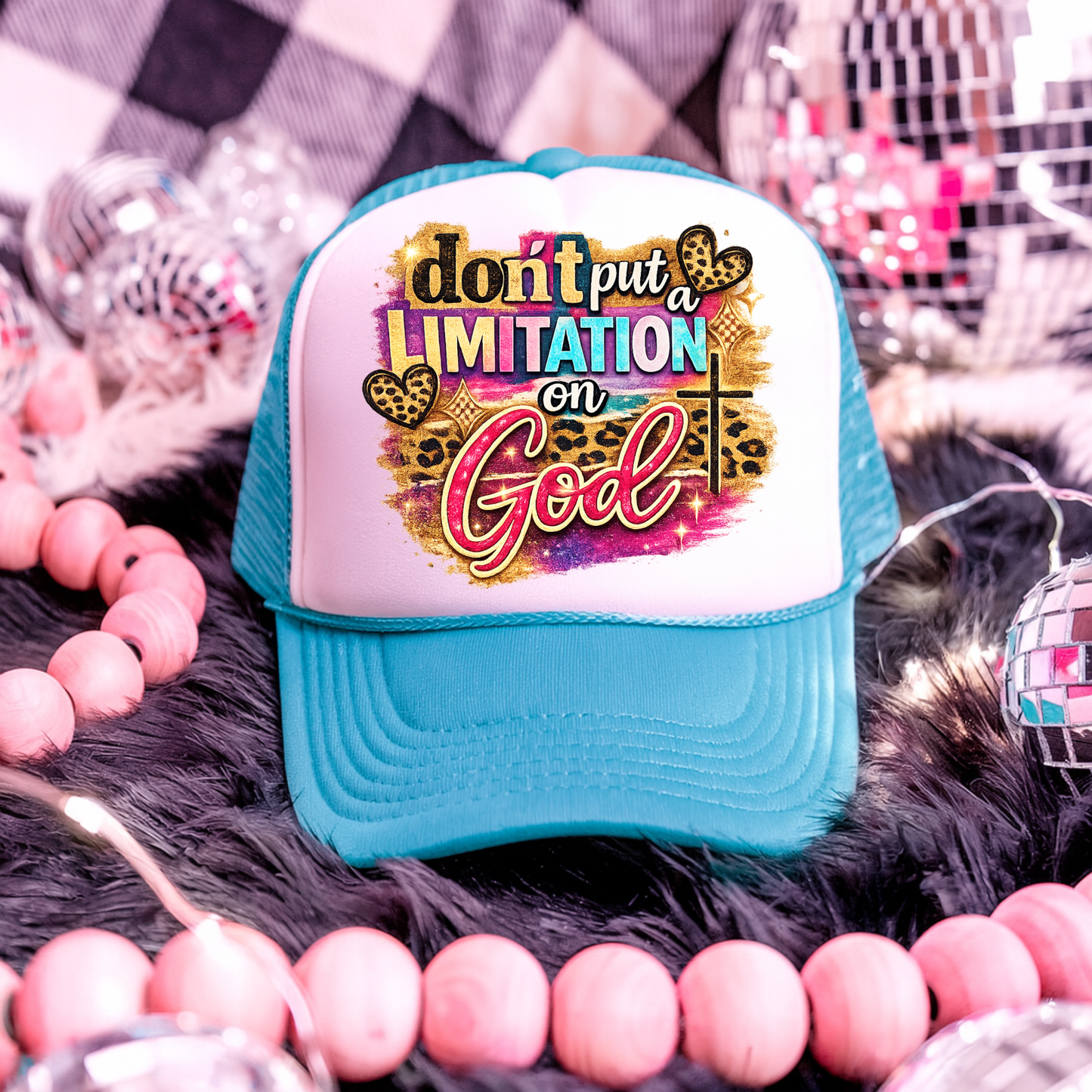 Don't Put a Limitation on God with Retro Colors DTF Hat Transfer