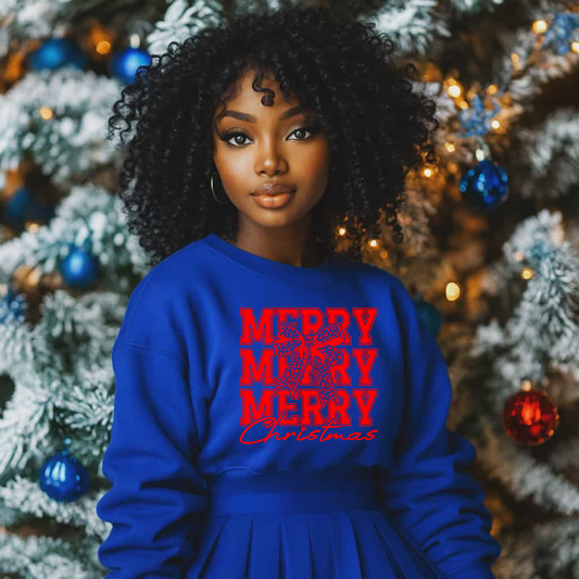 Merry Merry Merry Christmas w Bow Screen Prints