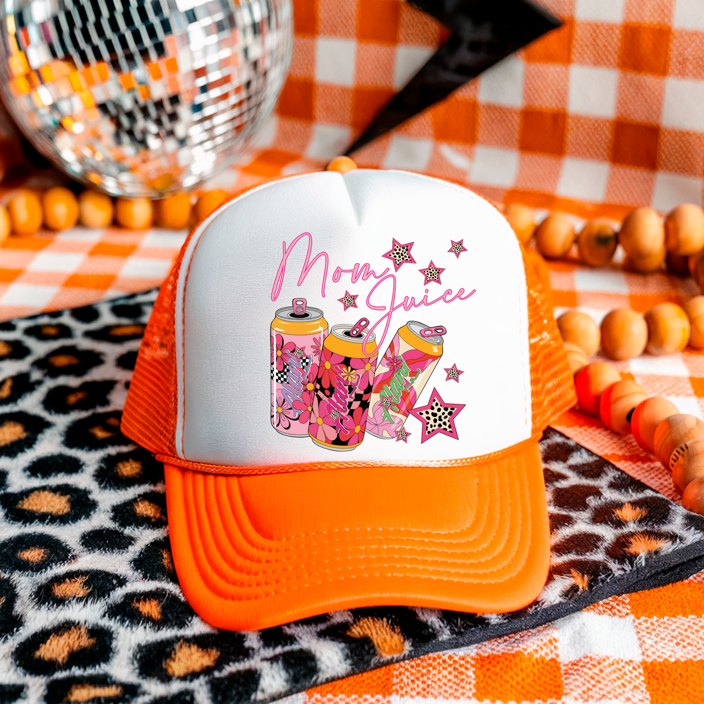 Mom Juice 3 inch Hat Transfers