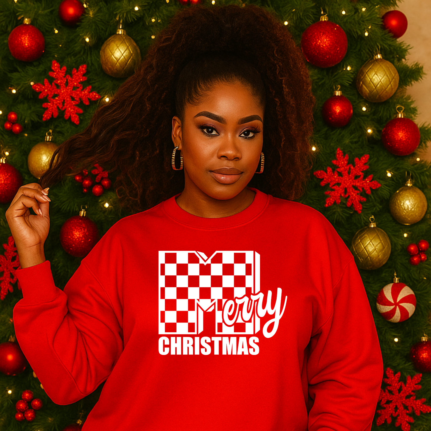 Checkered Merry Christmas Screen Print