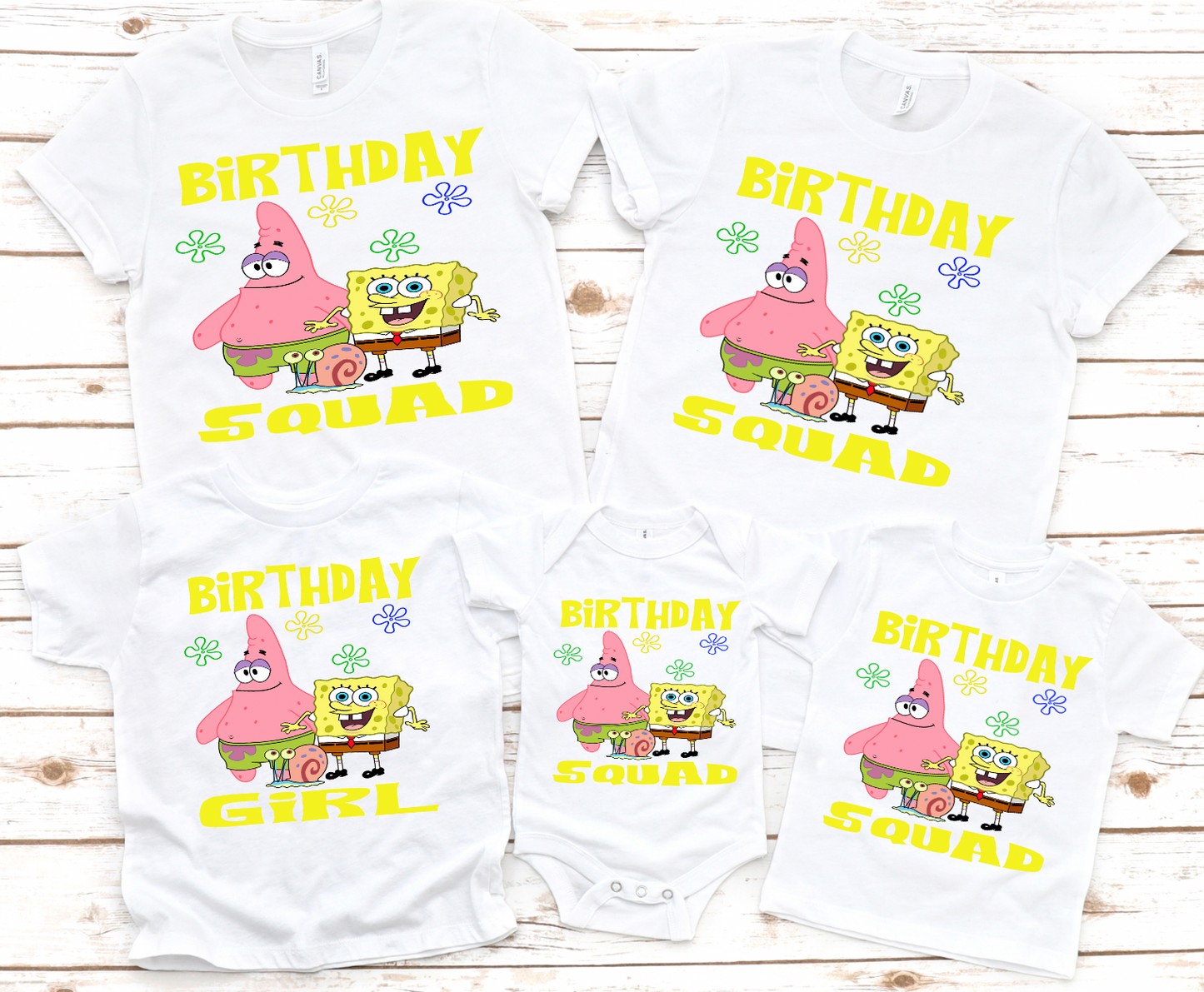 Yellow Spongebob Birthday Squad Birthday Shirt