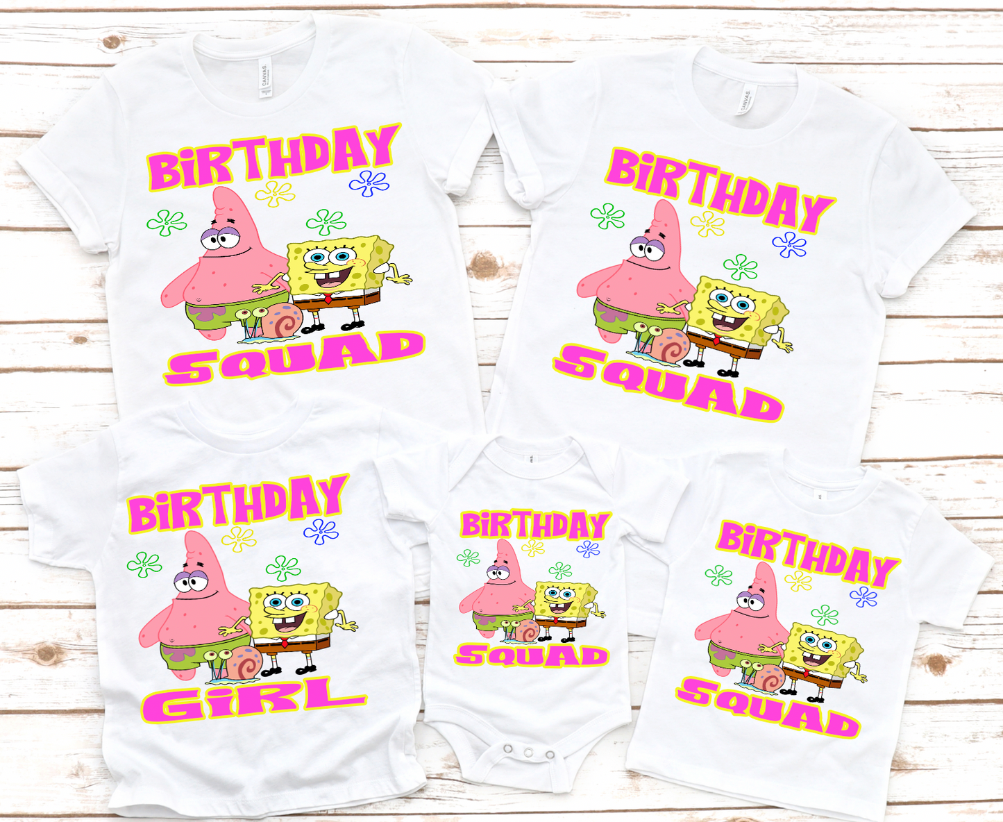 Pink Spongebob Birthday Squad Birthday Shirt