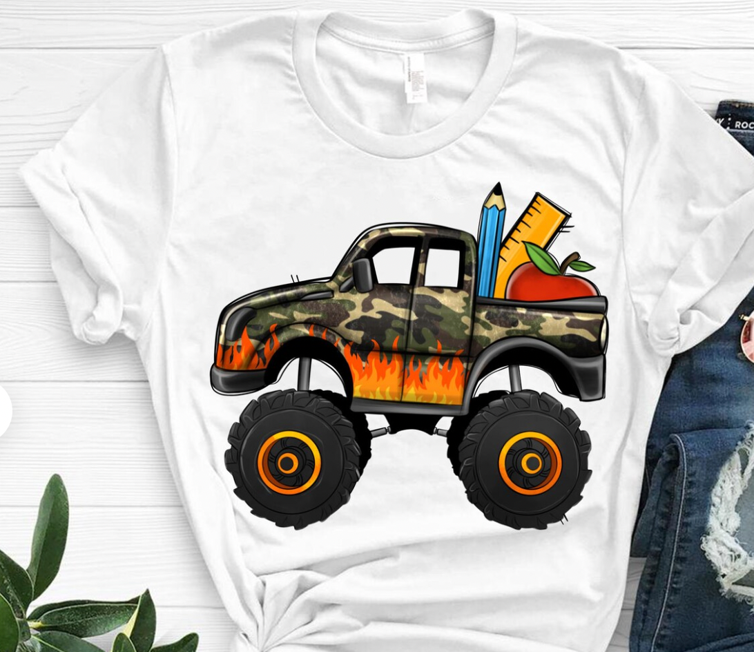 Back to School Boy Monster Truck Transfer