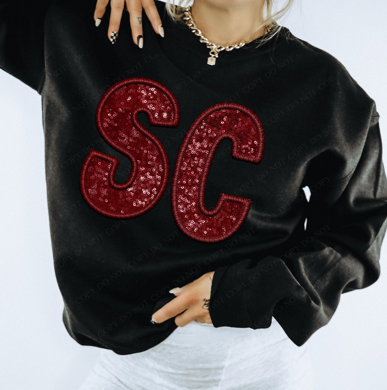 SC South Carolina Embroidery Sequin Transfer