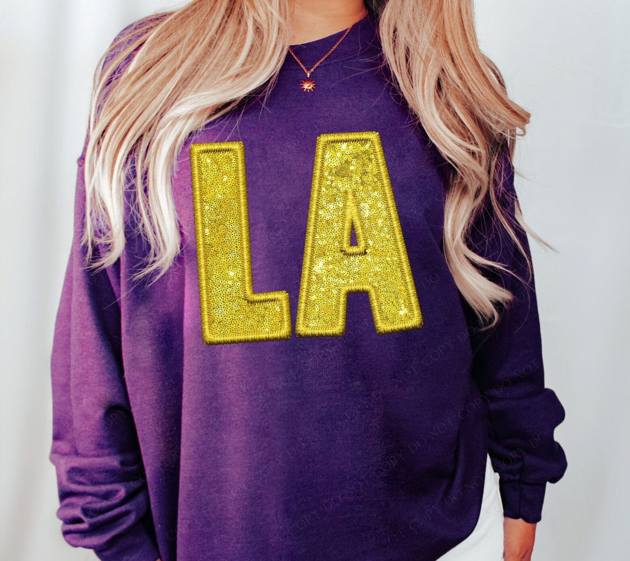 LA Louisiana Embroidery Sequin Transfer