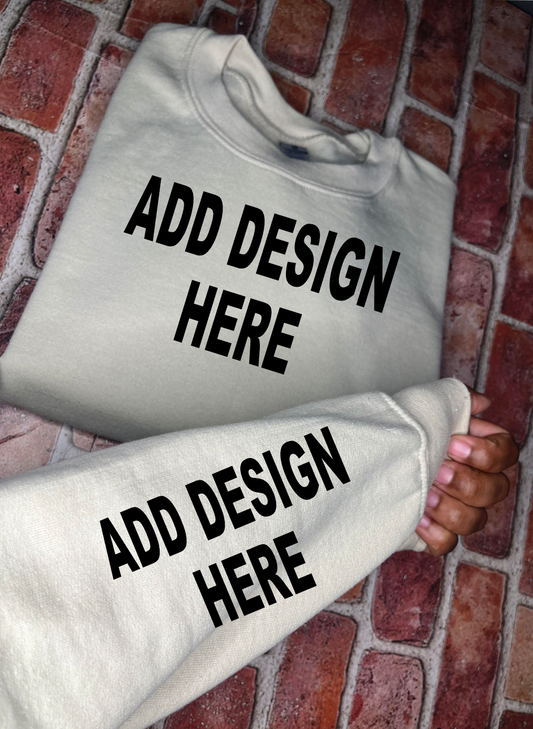 Sand Gildan Sweatshirt with sleeve Mockup