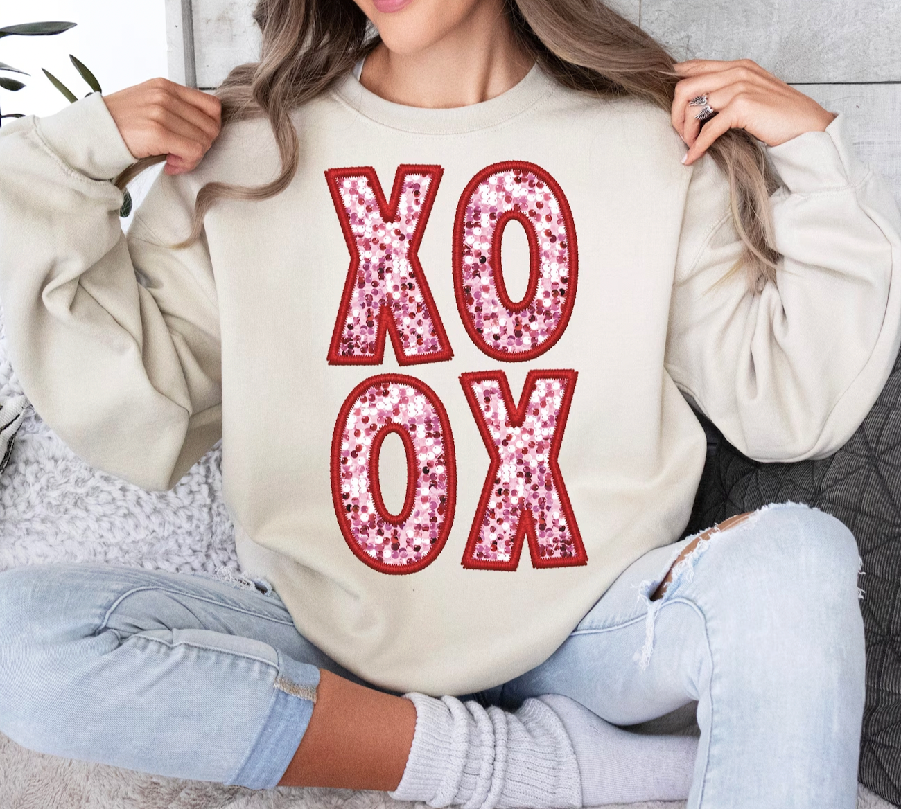 XOXO Sparkly Faux Sequins Transfer