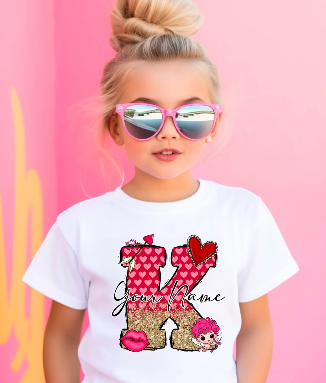 Letter Hearts Doodle with name Shirt