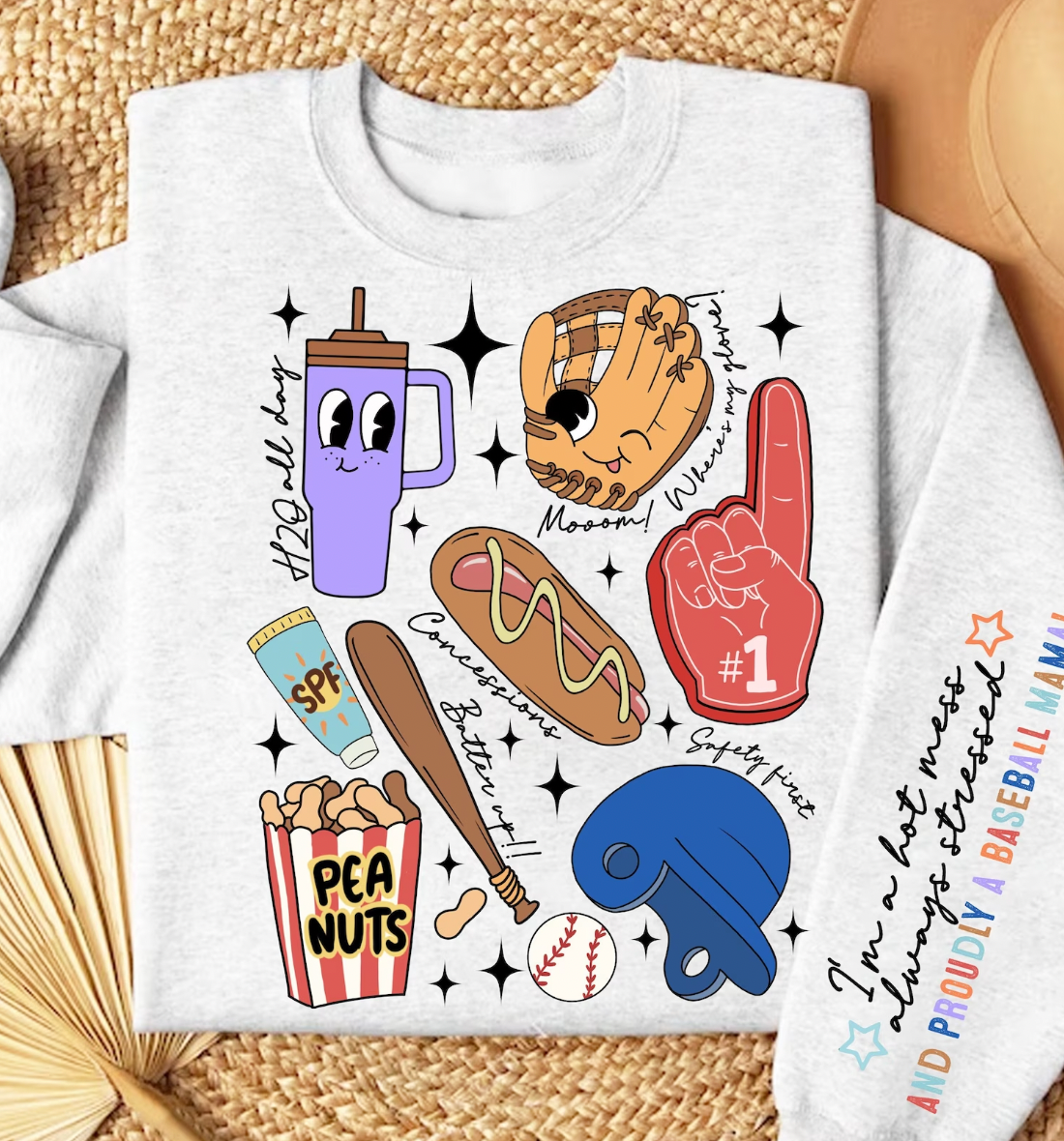 I'm a hot Mess Baseball Mama front & Sleeve (11 inch) Transfer
