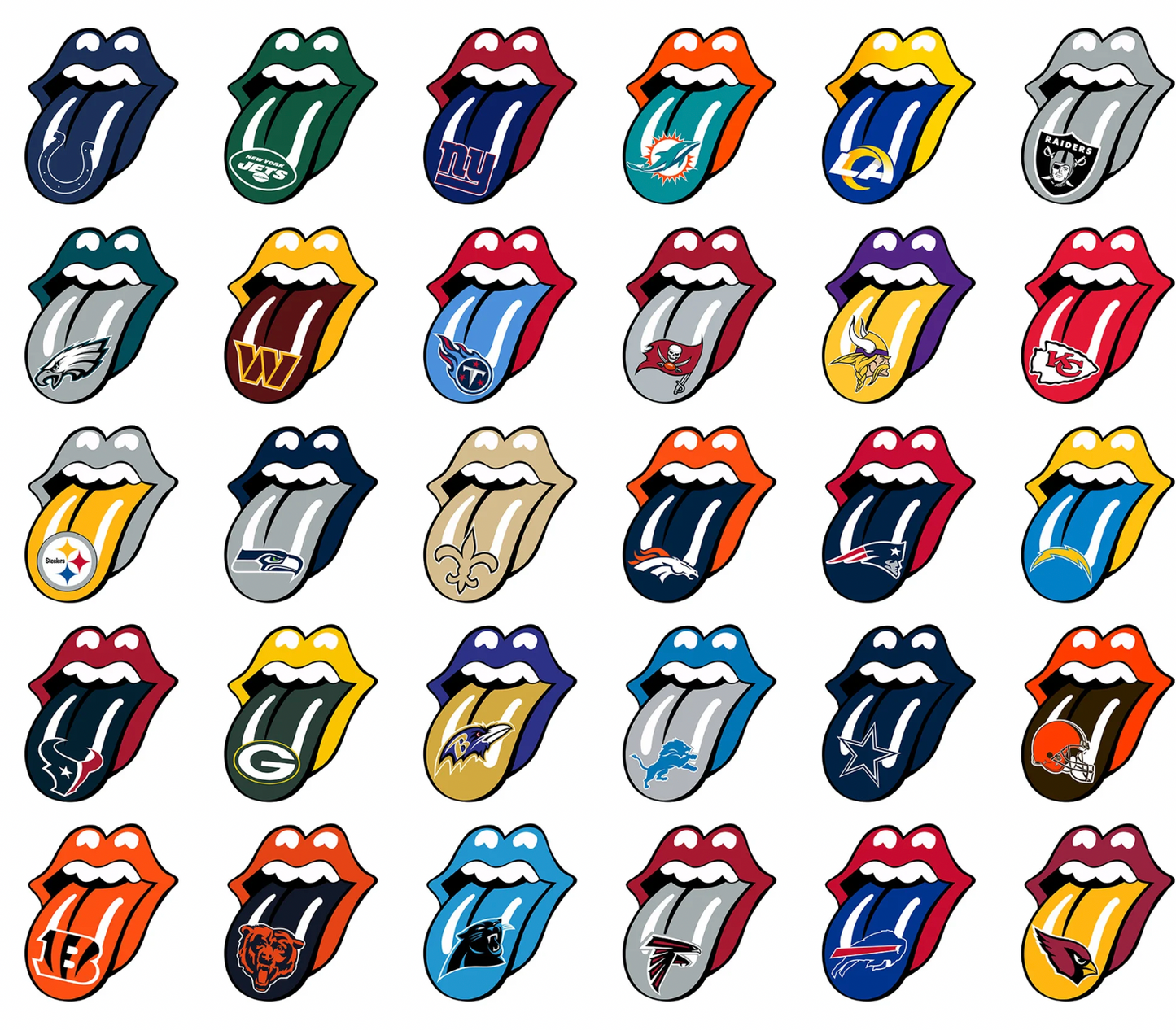 Rolling Stones NFL Transfer Print Available in All Teams (All sizes Available)