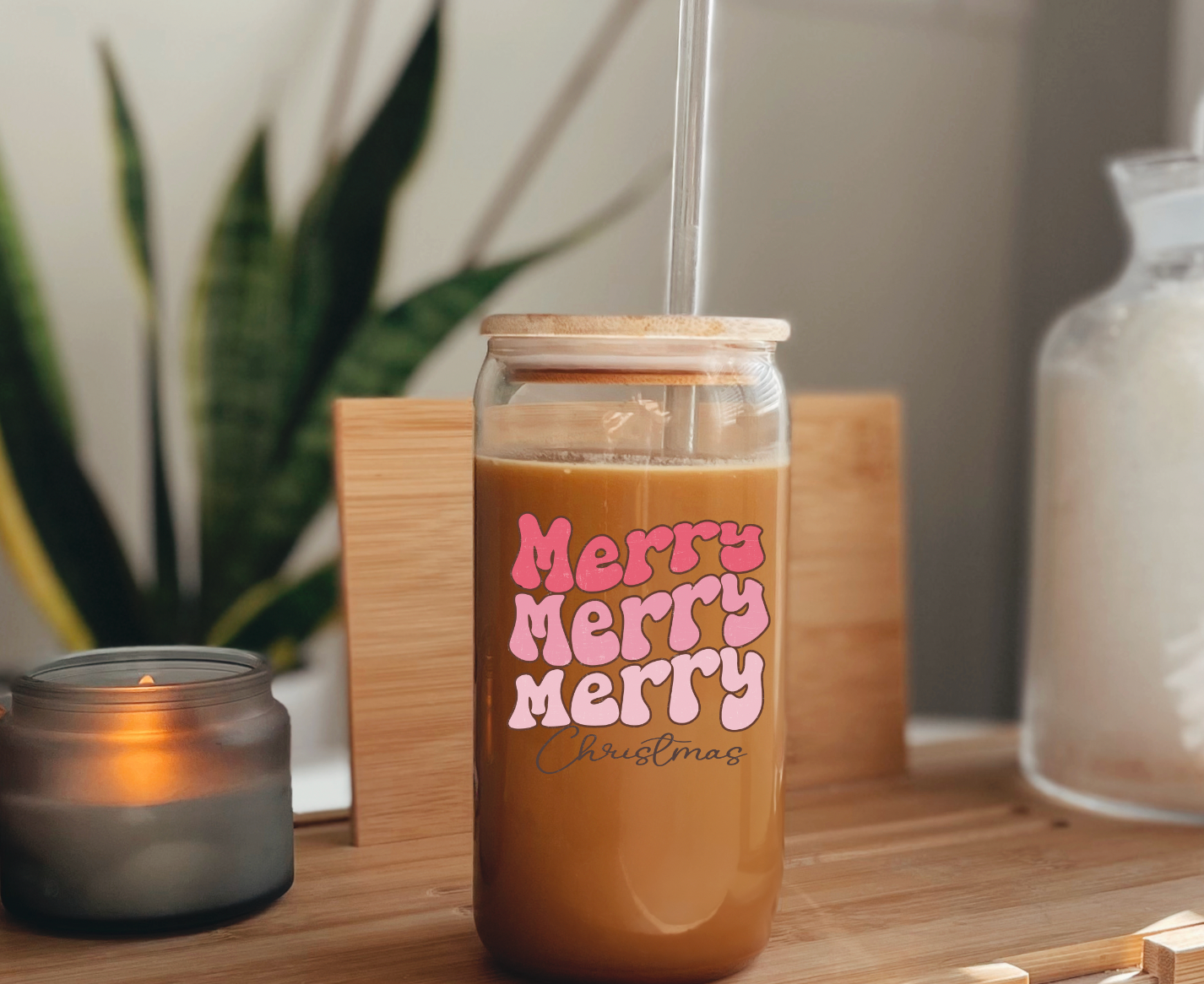 Pink Merry Christmas Uv Decal