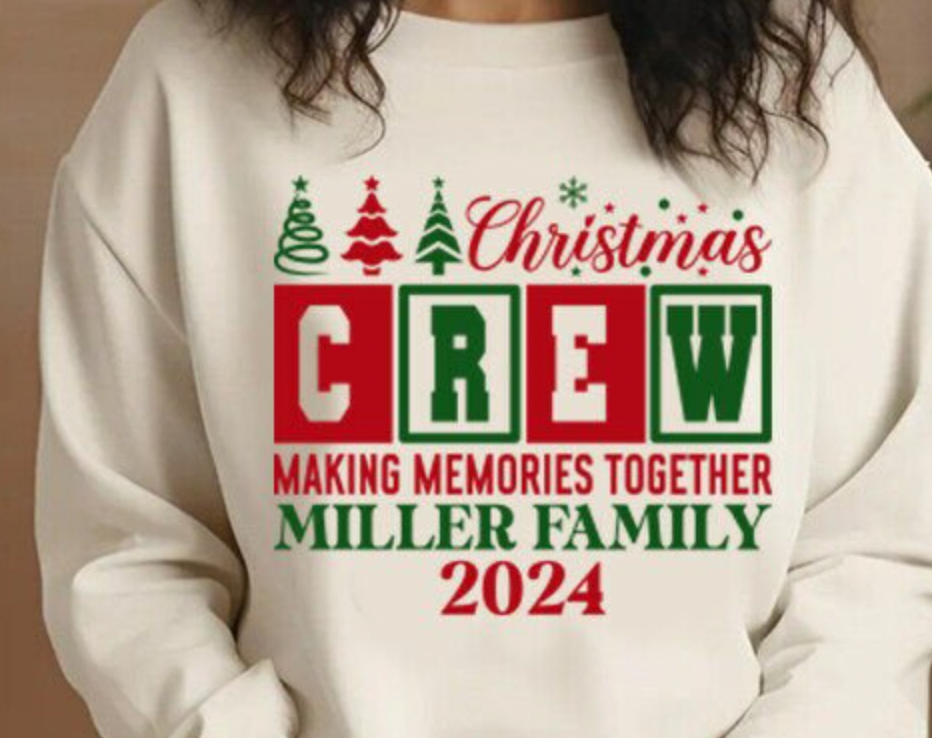 Christmas Crew, Family Christmas DTF Transfer (Add your Last Name) year 2025