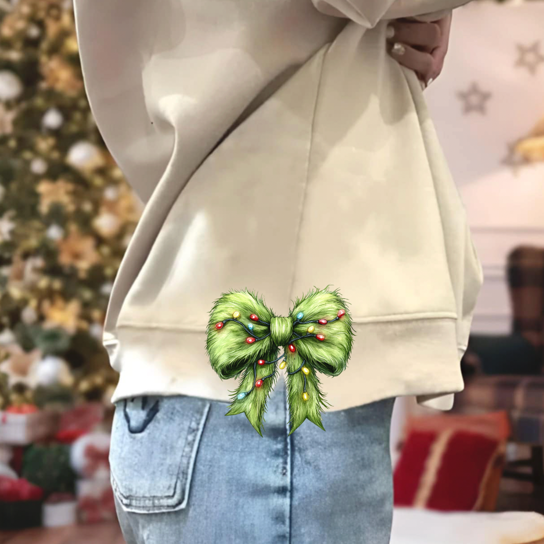 Grinch with lights 5.5 inch Viral Bow DTF Transfer