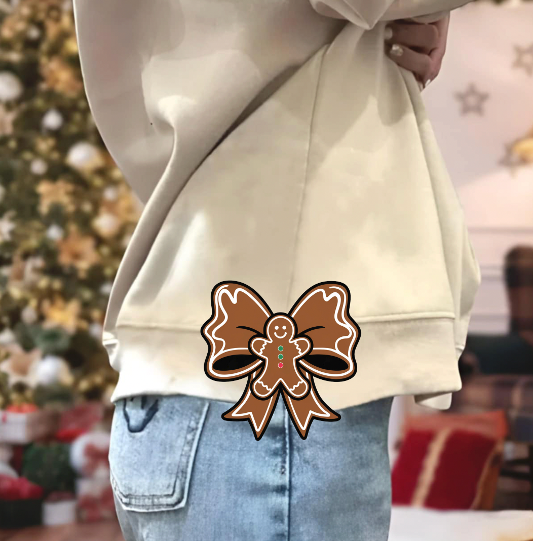 Gingerbread Bow 5.5 inch Viral Bow DTF Transfer
