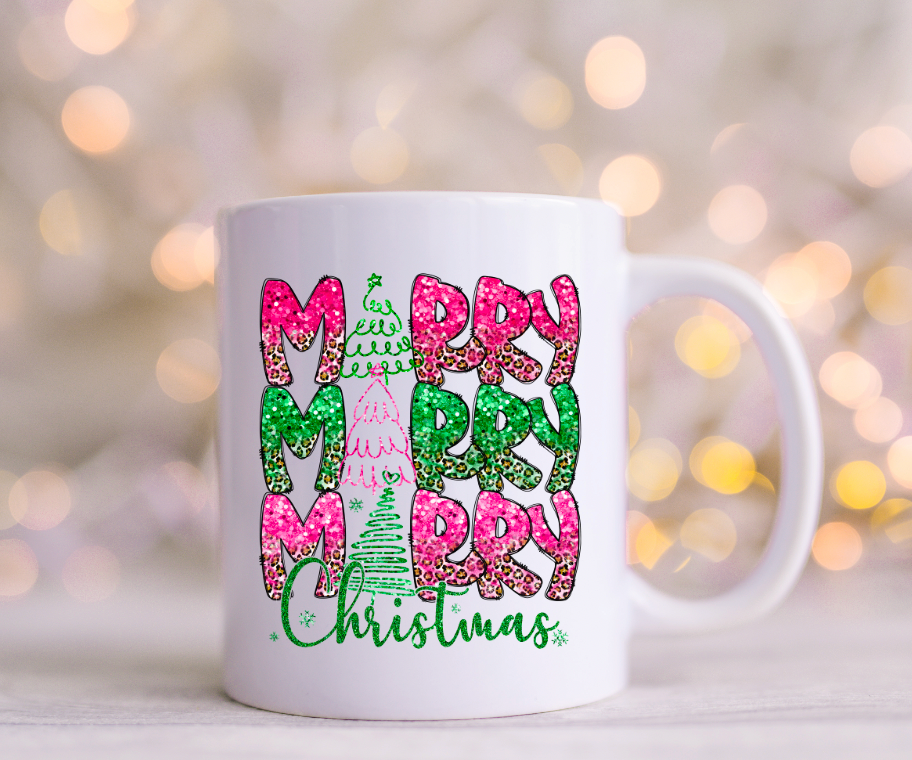 Merry Christmas Glitter UV Decal