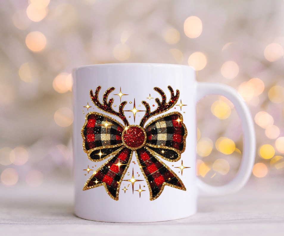 Christmas Reindeer Bow UV Decal